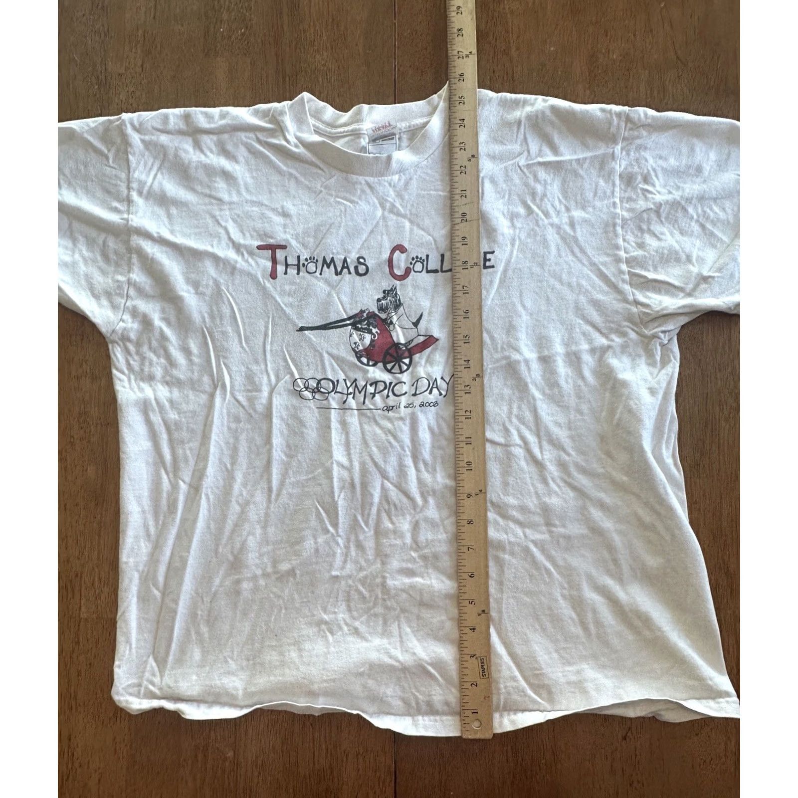 Fruit Of The Loom VINTAGE Thomas College Olympic Day T Shirt White XL 2003 Fruit of the Loom Mens Size US XL / EU 56 / 4 - 7 Thumbnail