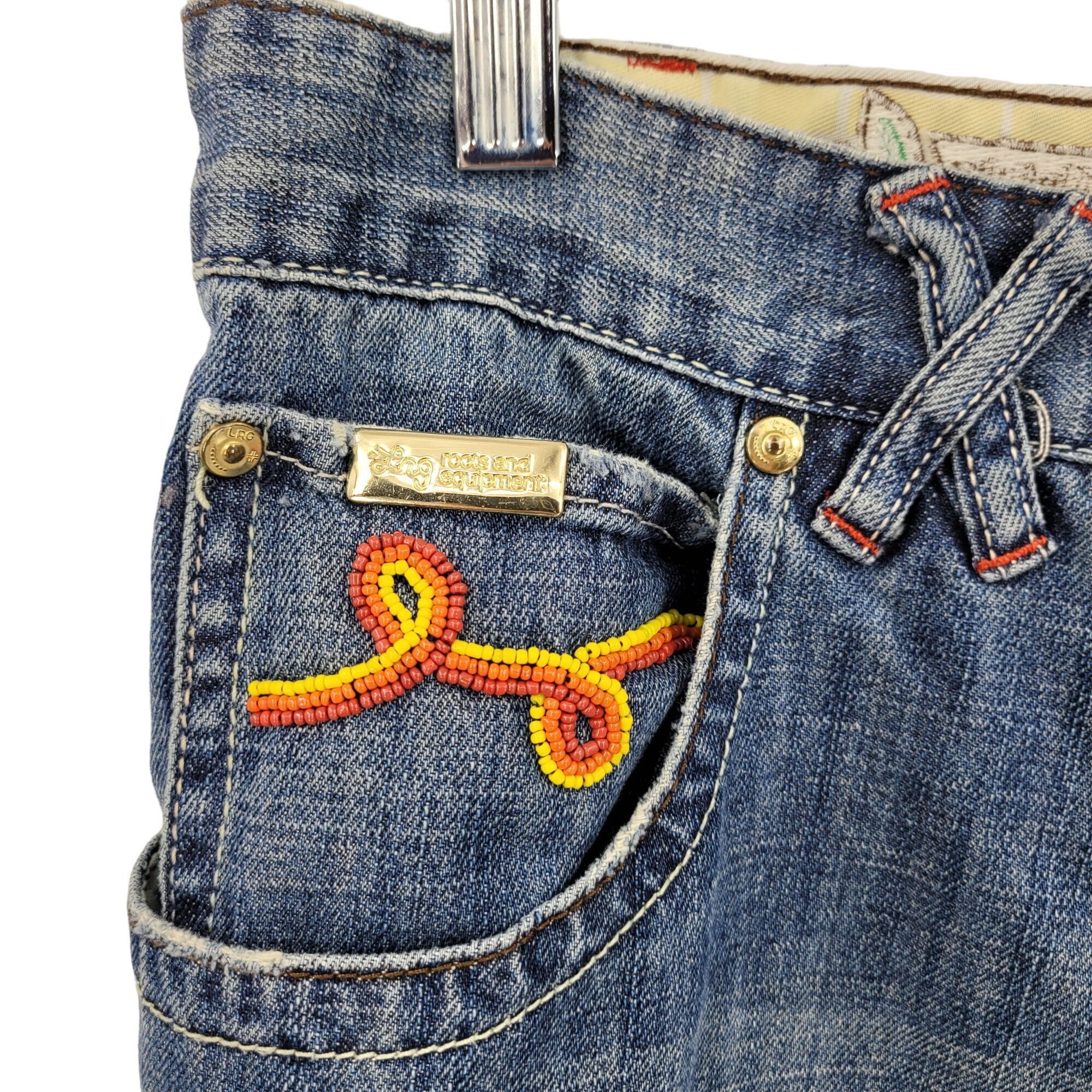 LRG Vintag High Waisted Sea Bead Embroidered Jeans 36 Blue Denim Size 36" / US 14 / IT 50 - 6 Thumbnail