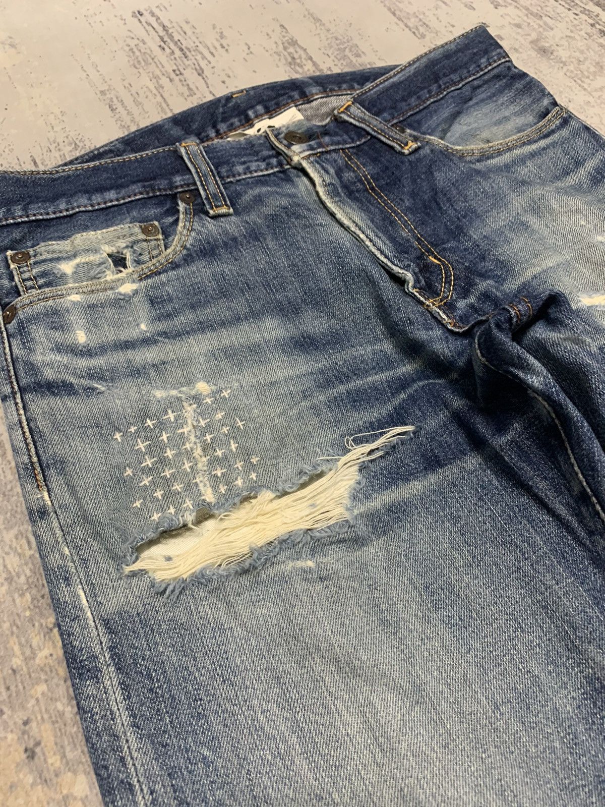 Japanese Brand Archive Japanese Back Number Distressed WWII Style 31 Size US 31 - 6 Thumbnail