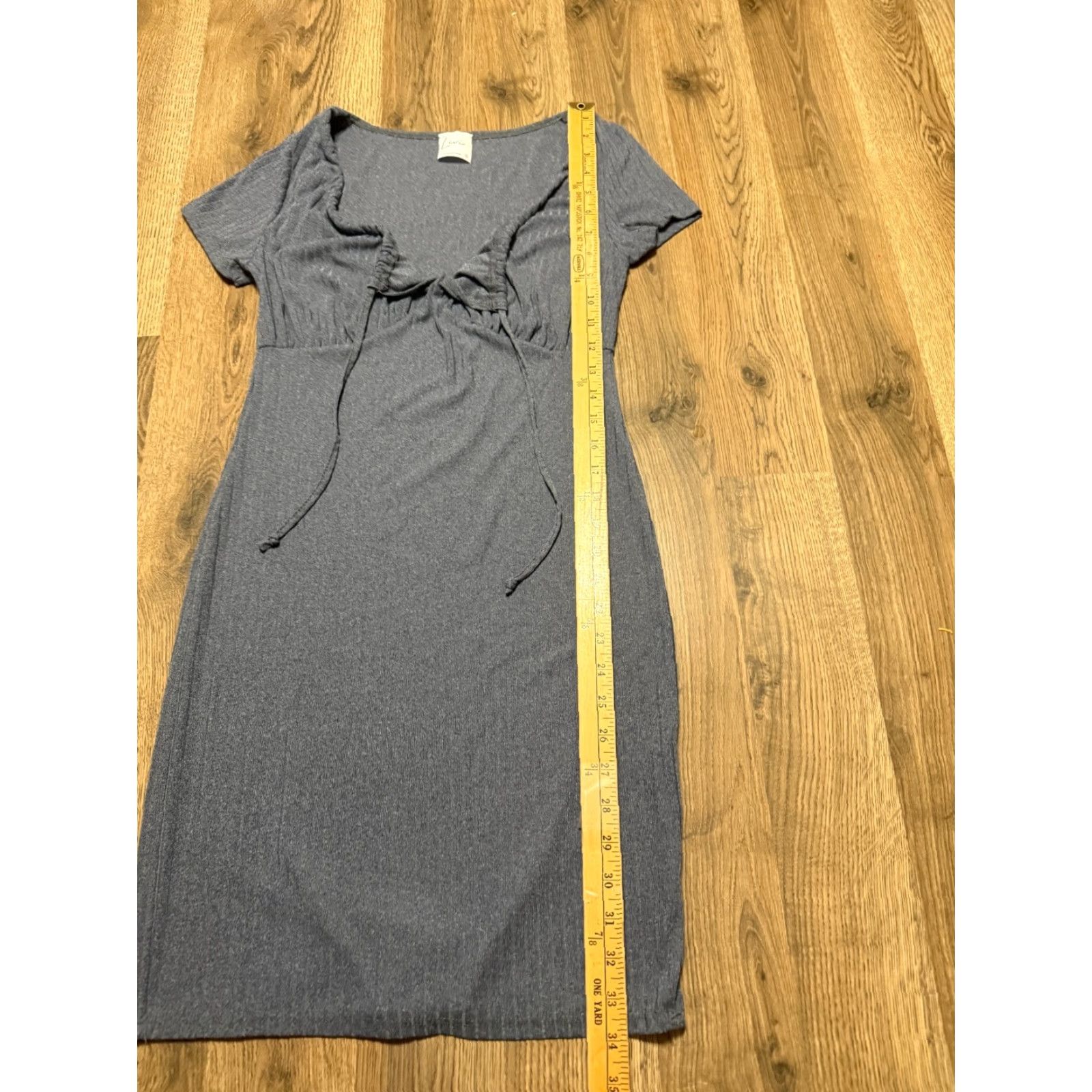 Vintage Livi Dress Women's Size Small Blue Short Sleeve V-Neck Lace Up Shift Dress Size 28" / US 6 / IT 42 - 4 Thumbnail