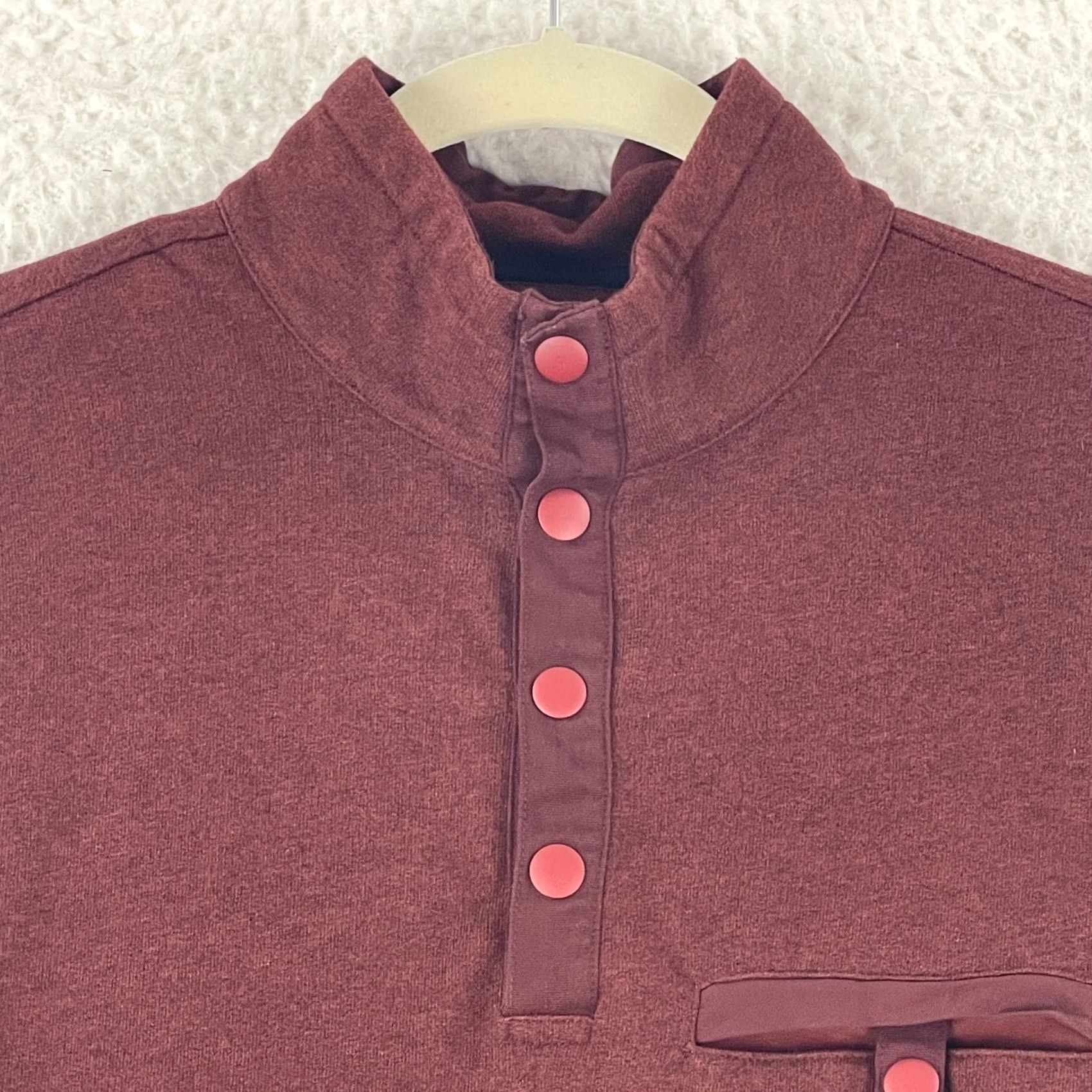 UNTUCKit UNTUCKit Sweater Mens Large Brick Red Long Sleeve Pullover Fleece Snap Mock Neck Shirt Size US L / EU 52-54 / 3 - 3 Thumbnail