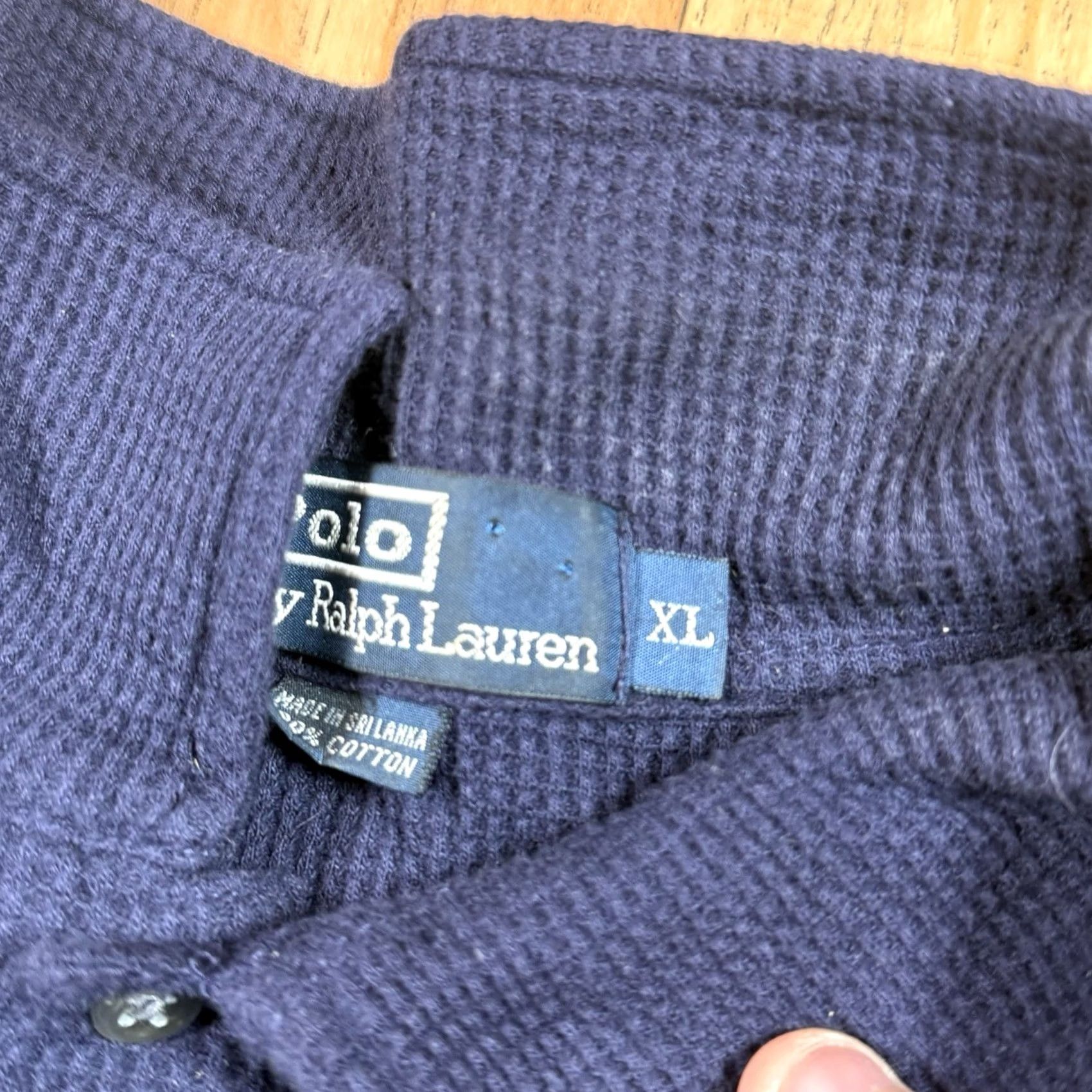 Ralph Lauren VINTAGE Ralph Lauren Polo Shirt Polo Mens XL Blue Waffle Knit Logo IS-67 Size US XL / EU 56 / 4 - 4 Thumbnail