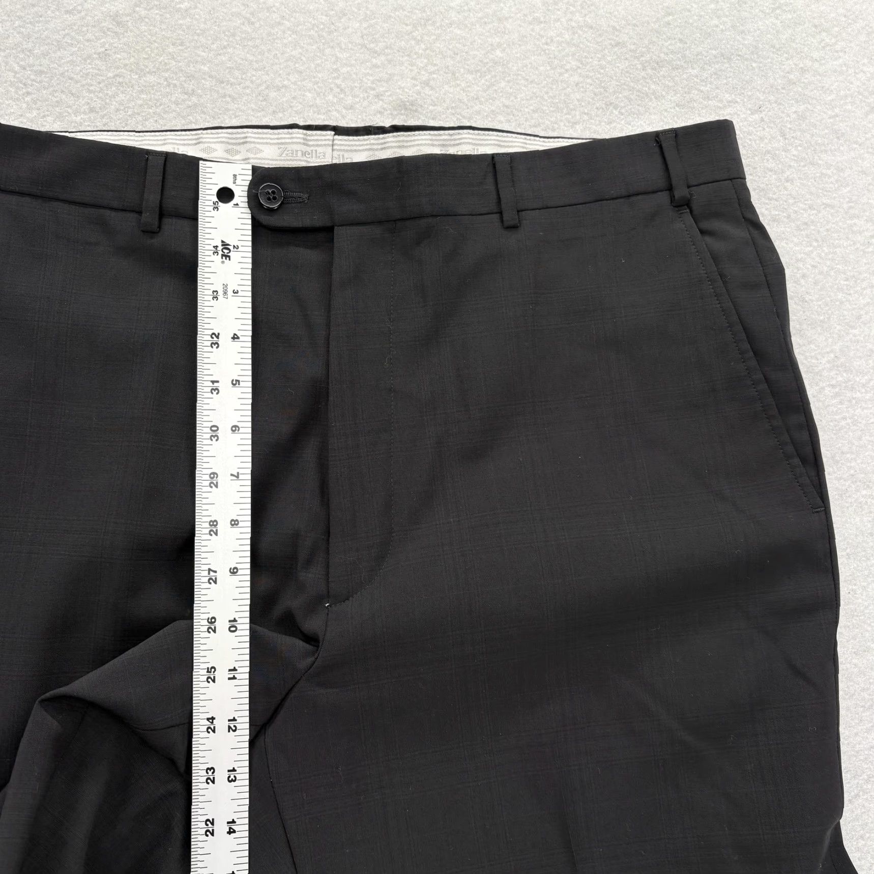 Zanella Zanella Benny Dress Pants Mens 36 Short Black Wool Flat Front Plaid Formal Italy Size US 36 / EU 52 - 7 Thumbnail