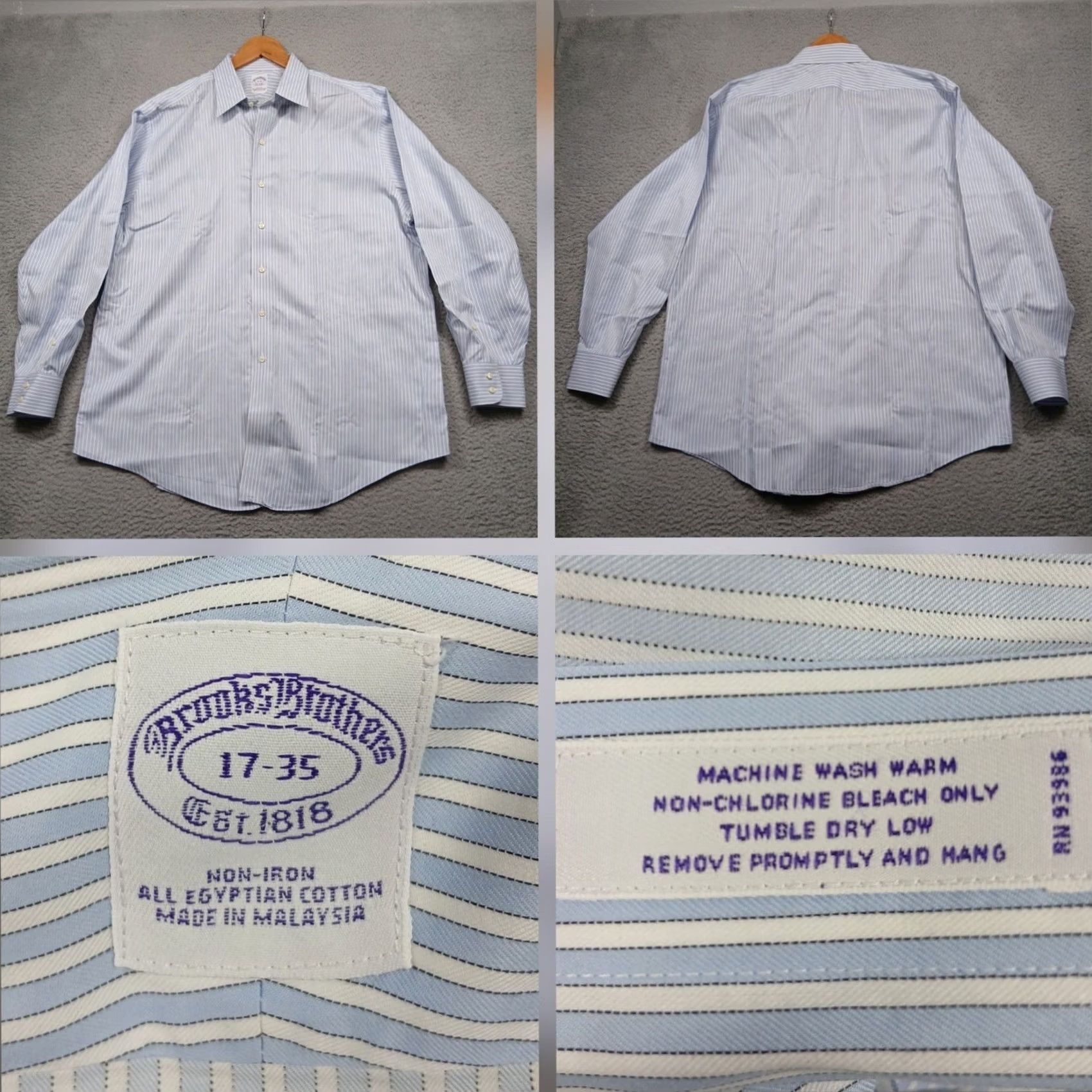 Brooks Brothers Brooks Brothers Non-Iron Dress Shirt Men 17-35 Blue White Stripe Egyptian Cotton Shirtlace? Size US XL / EU 56 / 4 - 2 Thumbnail