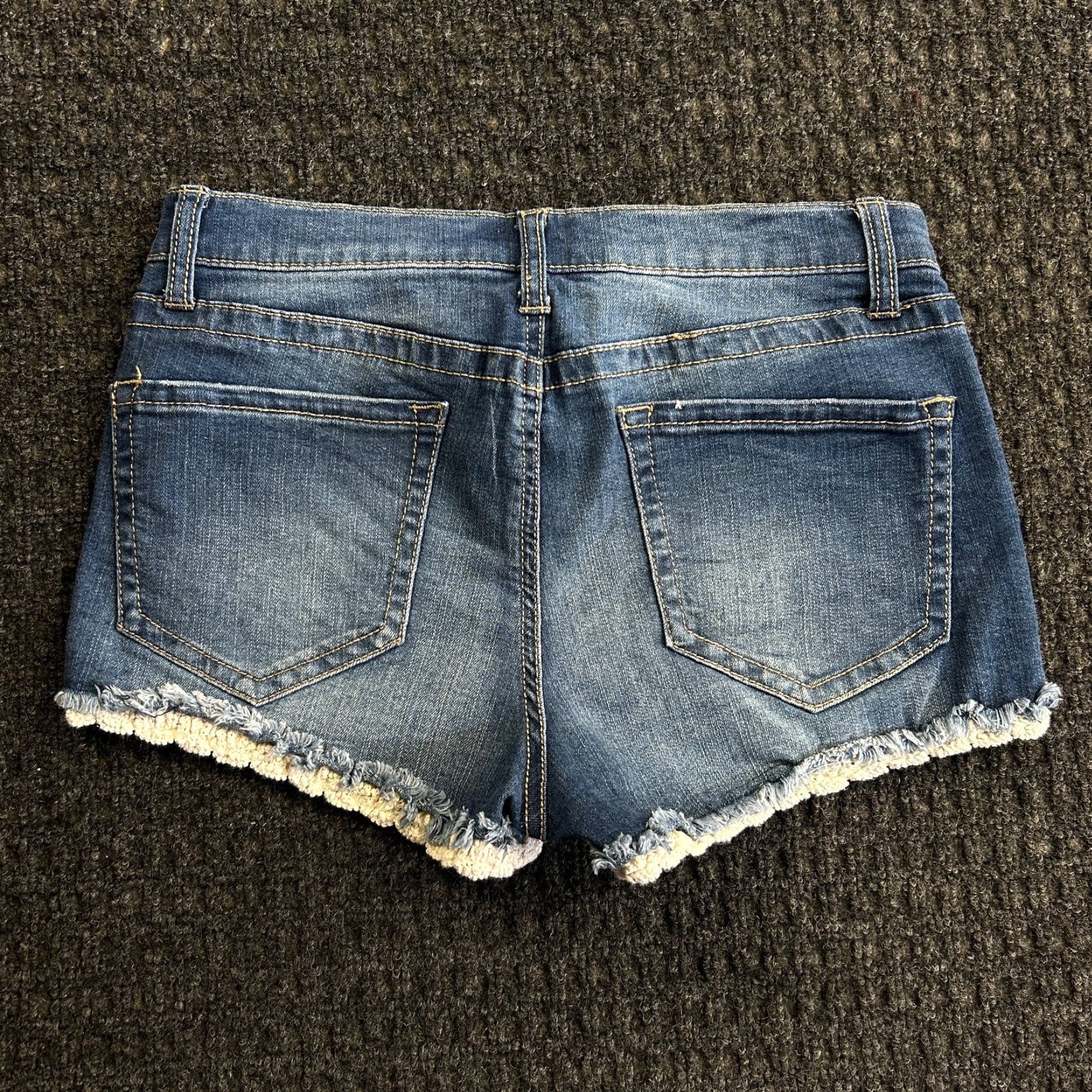 Vintage VINTAGE Mudd FLX Stretch Denim Jean Shorts Booty 9 Doily Lace Distressed y2k Size 30" / US 8 / IT 44 - 2 Thumbnail
