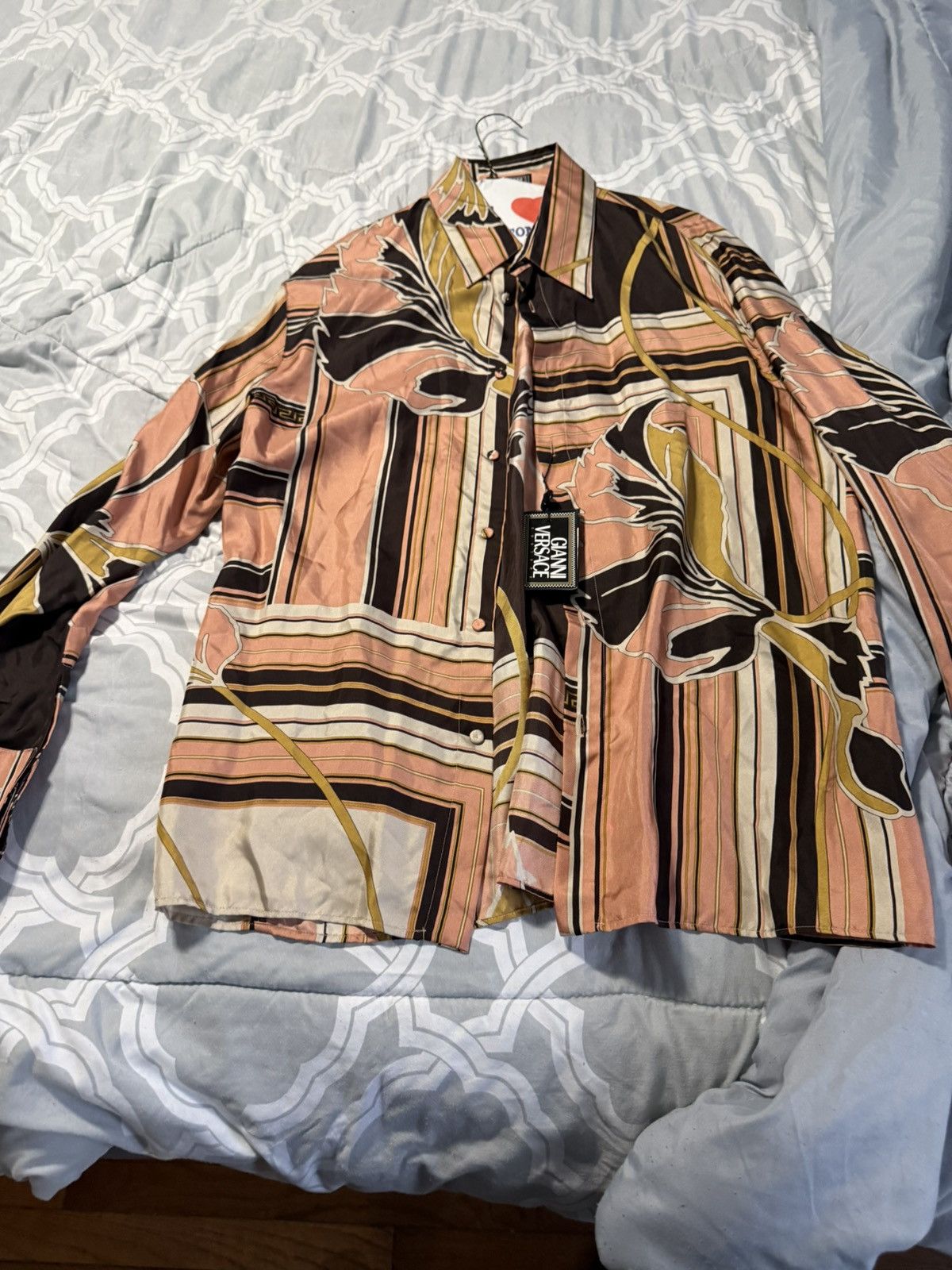 Versace Gianni Versace NWT Floral Geometric Print Shirt Made in Ita Size US L / EU 52-54 / 3 - 2 Thumbnail
