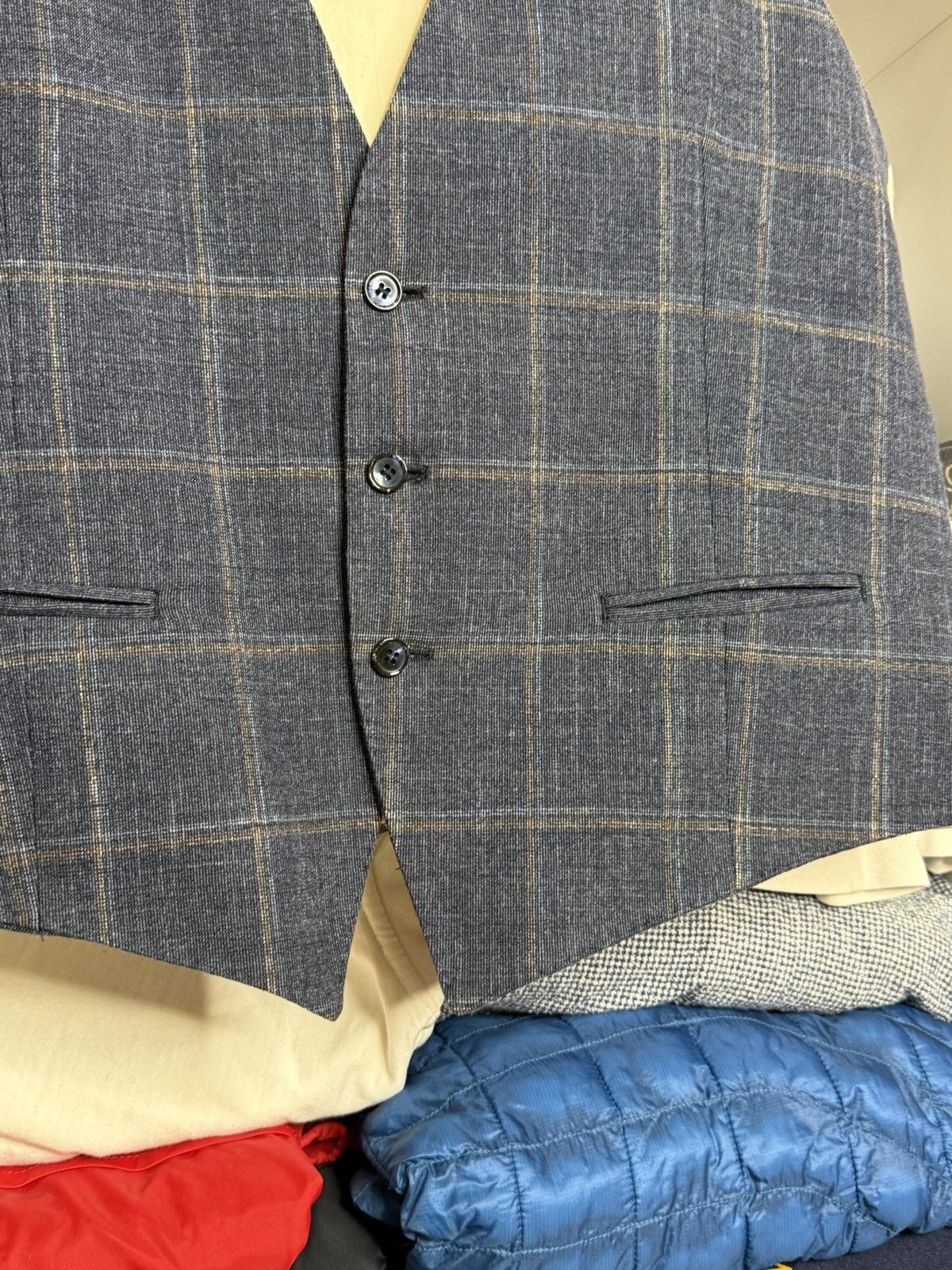 L.B.M. 1911 L.B.M. 1911 check pattern blue mens wool vest Size US L / EU 52-54 / 3 - 4 Thumbnail