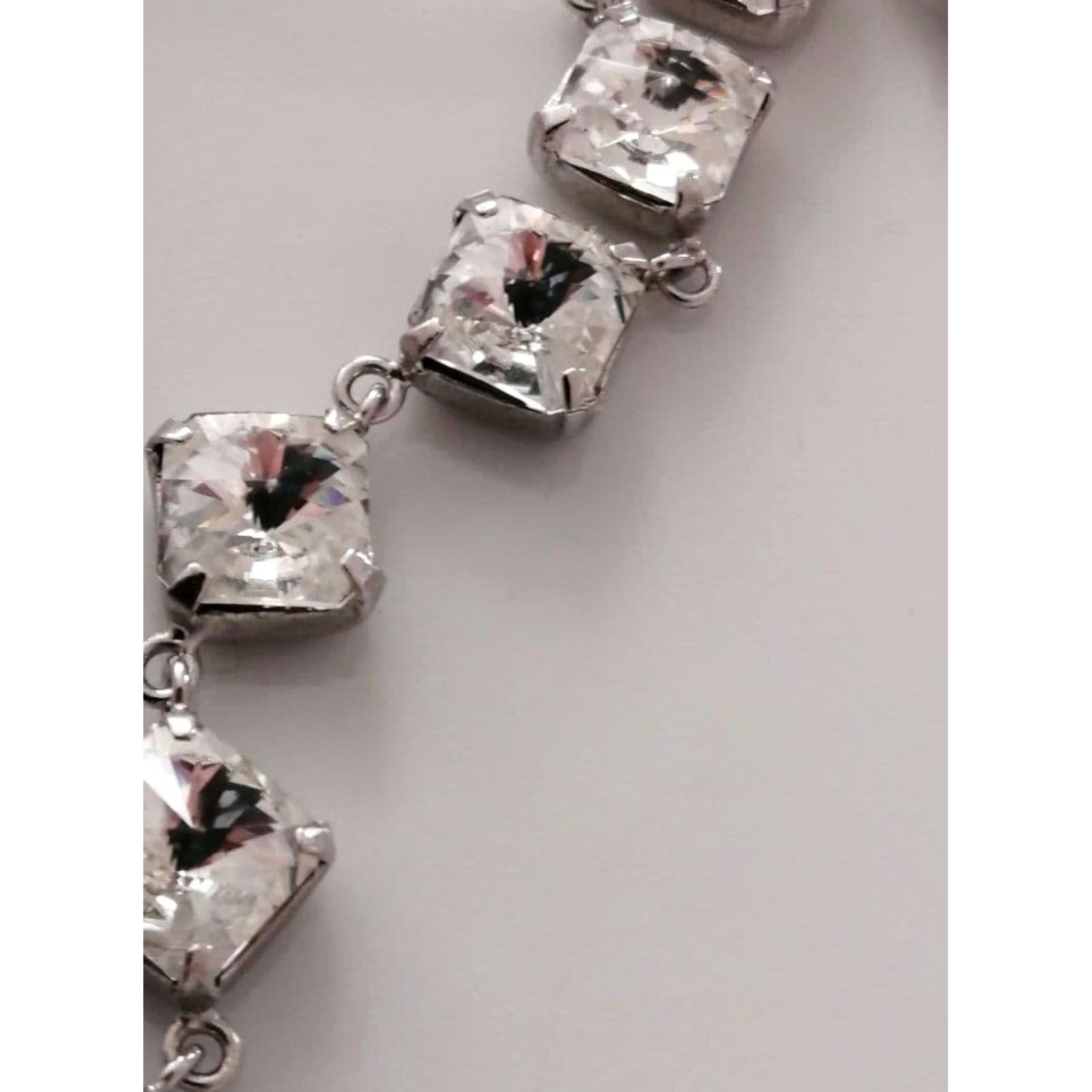 Thierry Mugler VINTAGE Thierry Mugler Modern Womens 40cm Silver Necklace Crystal Diamond Cut Design Used From Size ONE SIZE - 6 Thumbnail