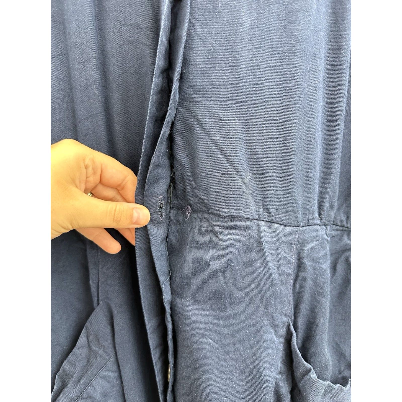 Vintage VINTAGE Studio Womens Dress 12 Navy Blue Knee Length Long Sleeve Hidden Button Up Solid 70s 80s 90s Casual Workwear Womens Size XL / US 12-14 / IT 48-50 - 4 Thumbnail