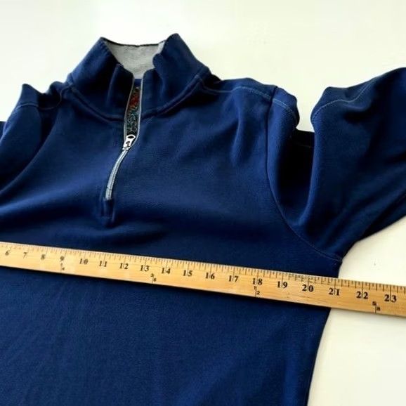 Robert Graham Robert Graham Sweater Pullover 1/4 Zip Navy Blue Cotton Men M Mock Neck Regular Size Size US M / EU 48-50 / 2 - 5 Thumbnail