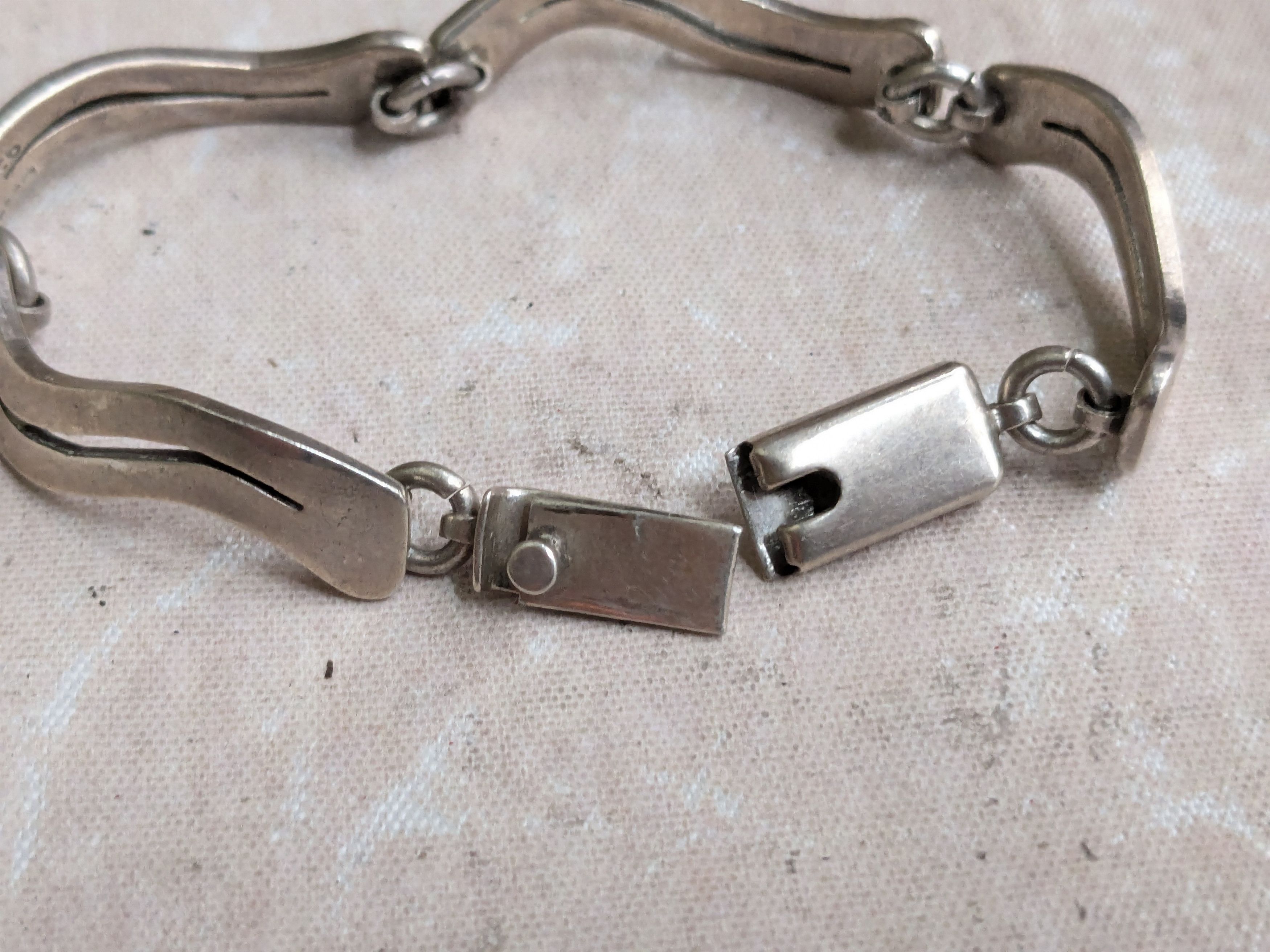 Jewelry Vintage Sterling Silver Bracelet Wavy Taxco 7.25" Size ONE SIZE - 10 Thumbnail