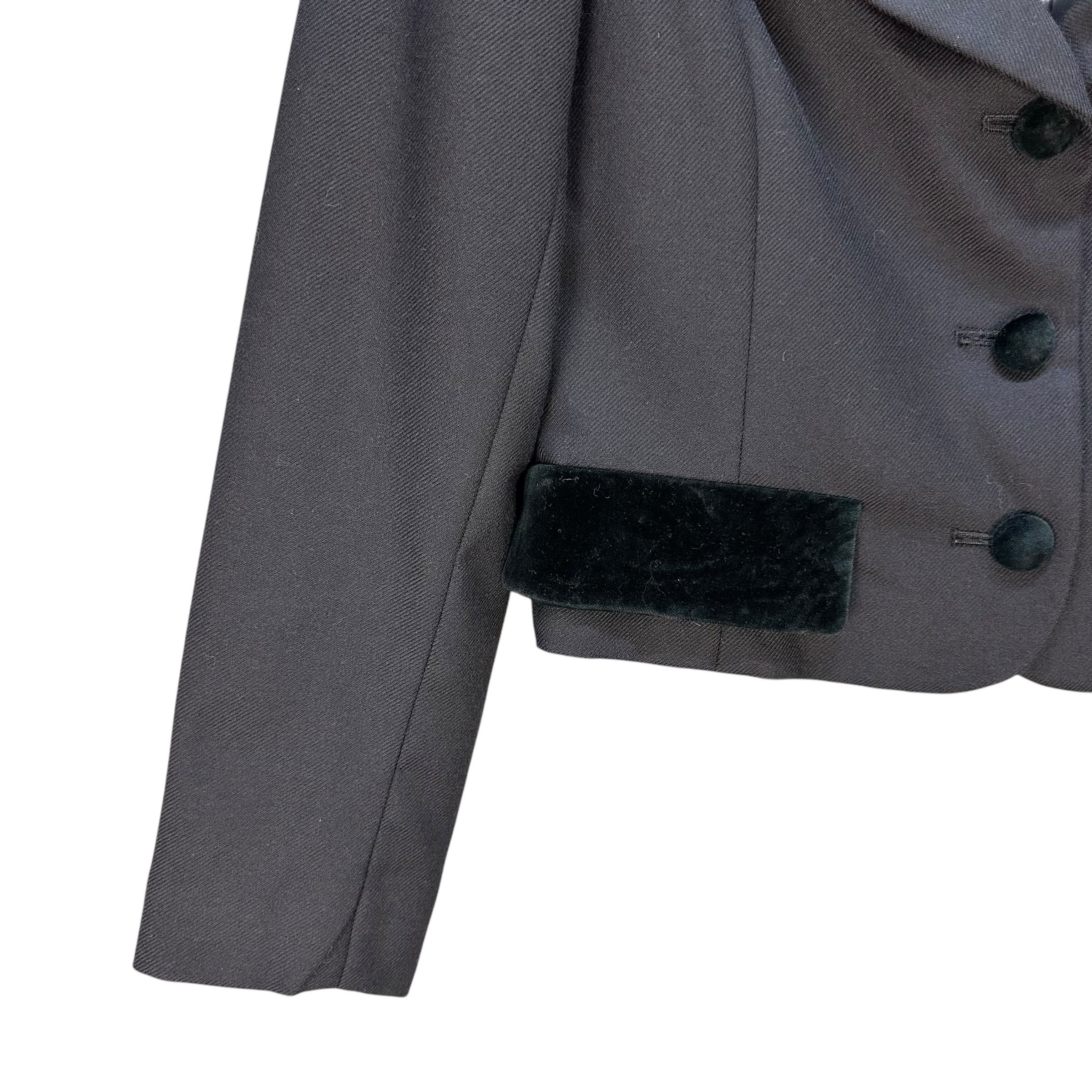 Moschino MOSCHINO Velvet Trim Formal Wool Cropped Jacket #A80-1926 Size M / US 6-8 / IT 42-44 - 4 Thumbnail