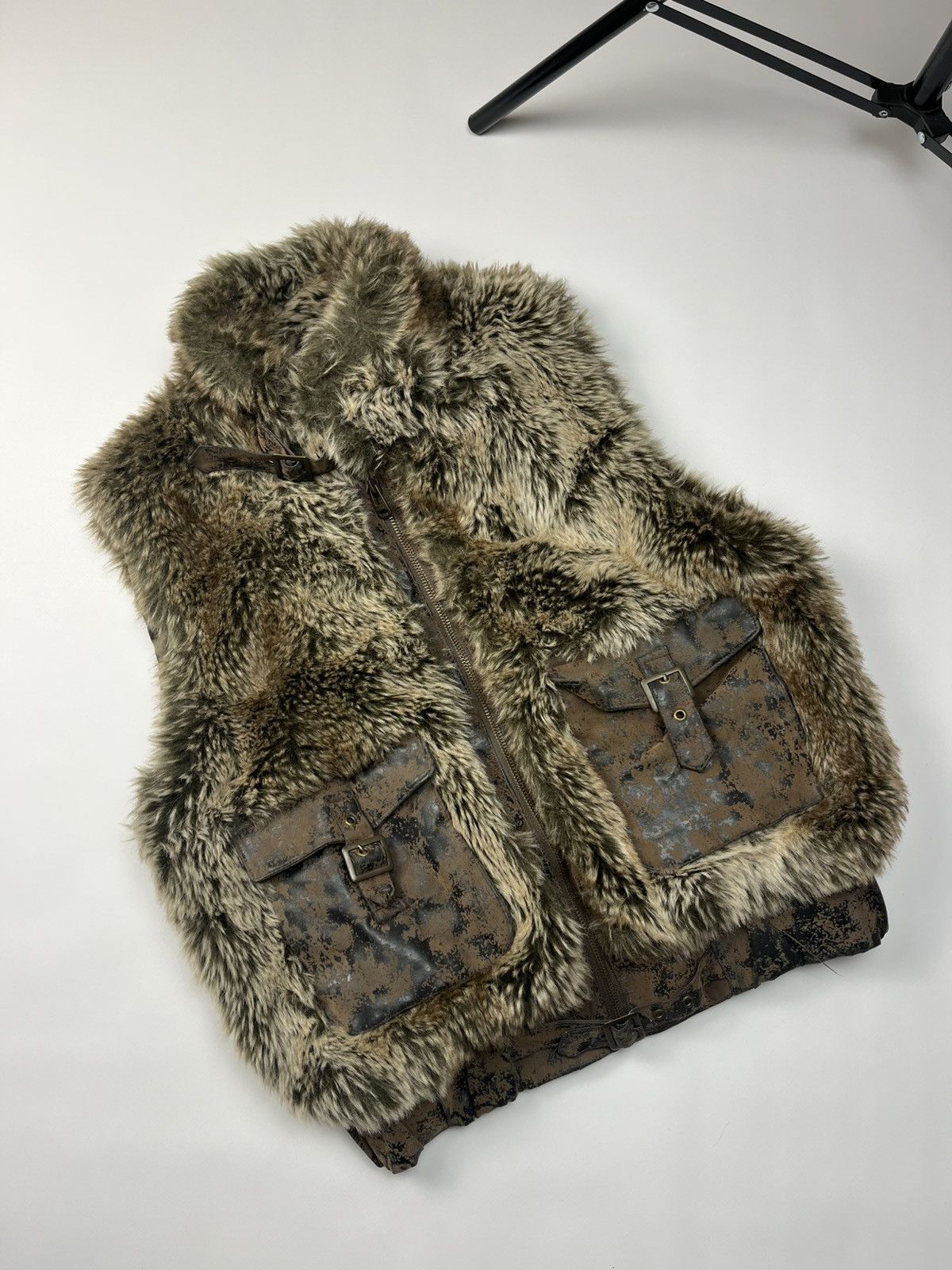 If Six Was Nine 💥Y2k Vintage Fluffy Fur Faux LGB IfSixWasNine Vest Jacket Size US L / EU 52-54 / 3 - 2 Thumbnail