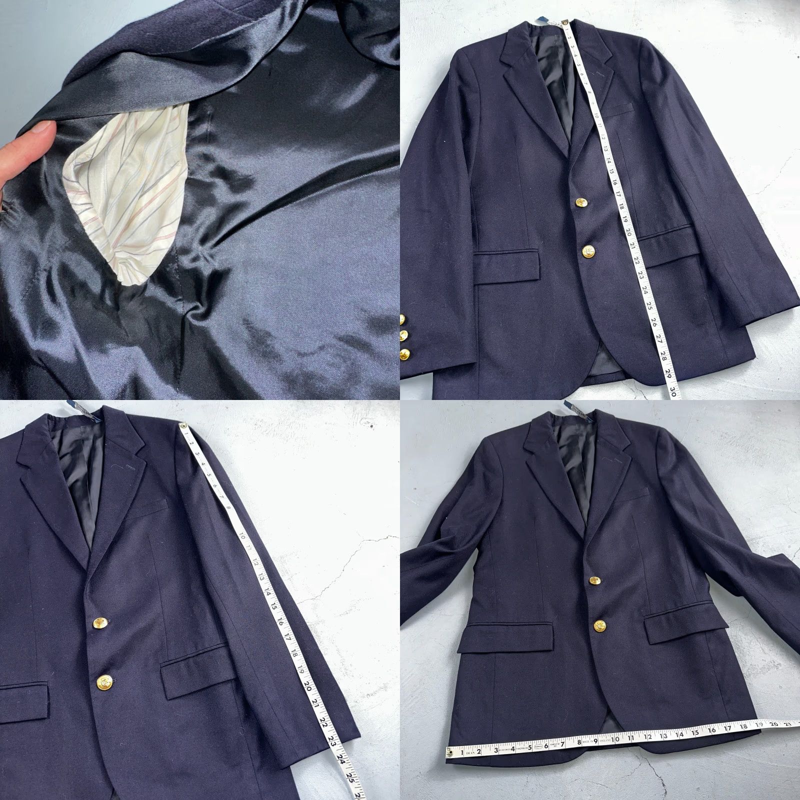 Polo Ralph Lauren VINTAGE Polo Ralph Lauren Women's Blazer Jacket 16 Wool Navy Blue 80s Designer Preppy Made in Italy Size XXL / US 16-18 / IT 52-54 - 8 Thumbnail