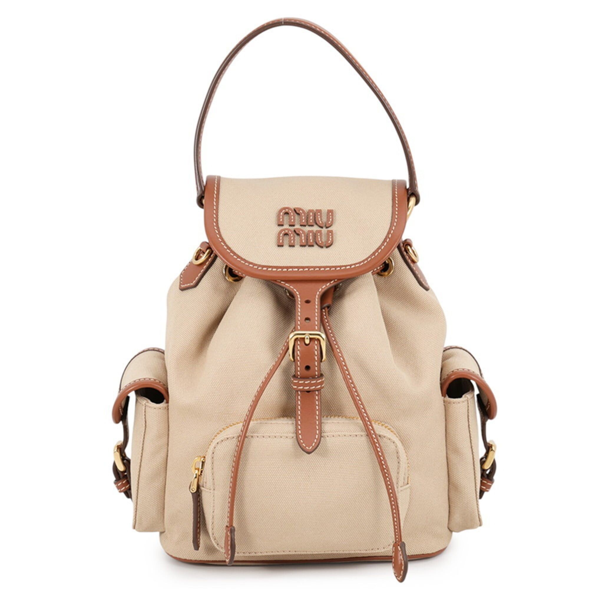 Miu Miu Miu Miu Miu Backpack Leather Canvas 5BZ043 Handbag Women's Size ONE SIZE - 1 Thumbnail