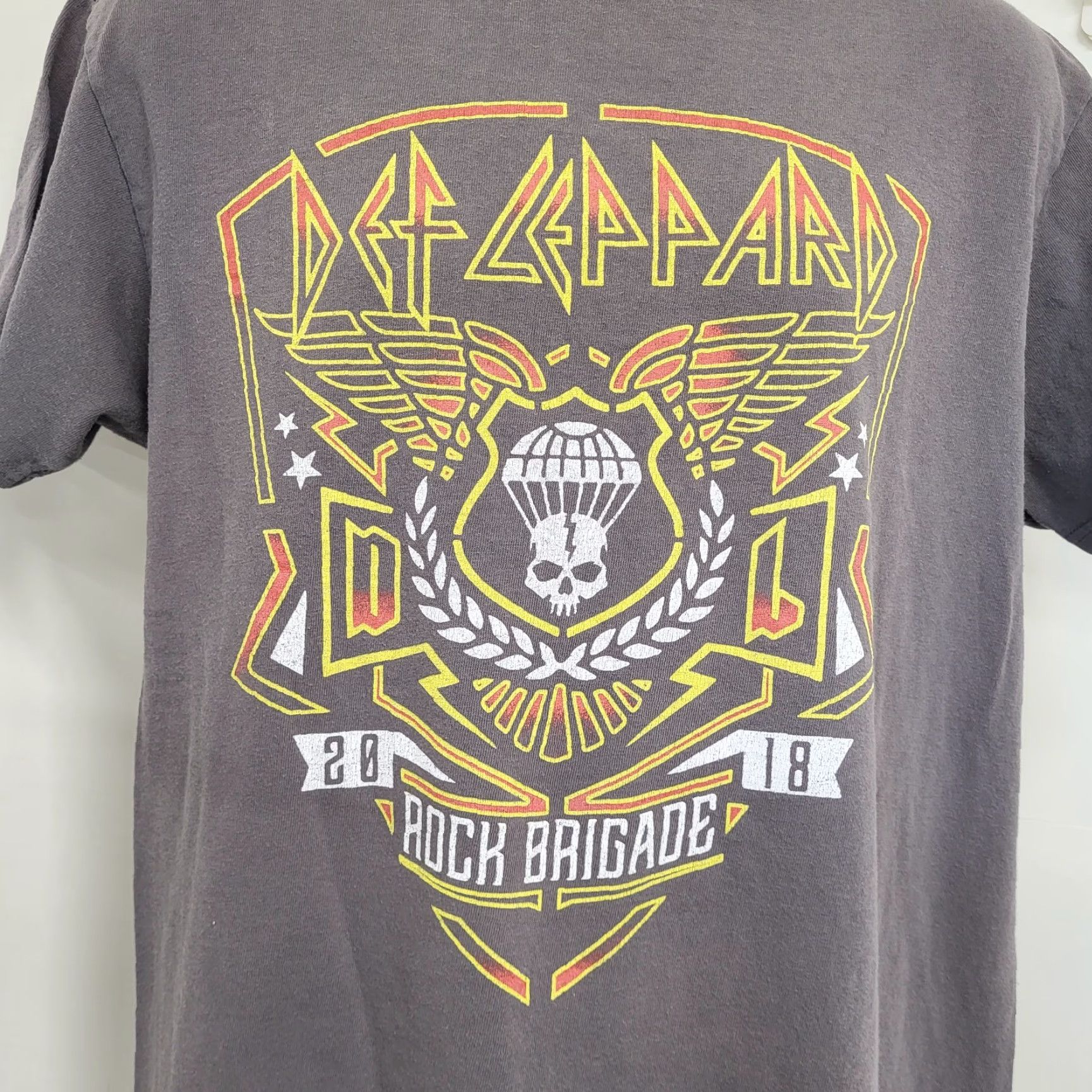 Vintage Def Leppard Tour T-Shirt Men Large Brown Rock Brigade 2018 Band READ Shirt Mens Concert 2018 Size US L / EU 52-54 / 3 - 7 Thumbnail