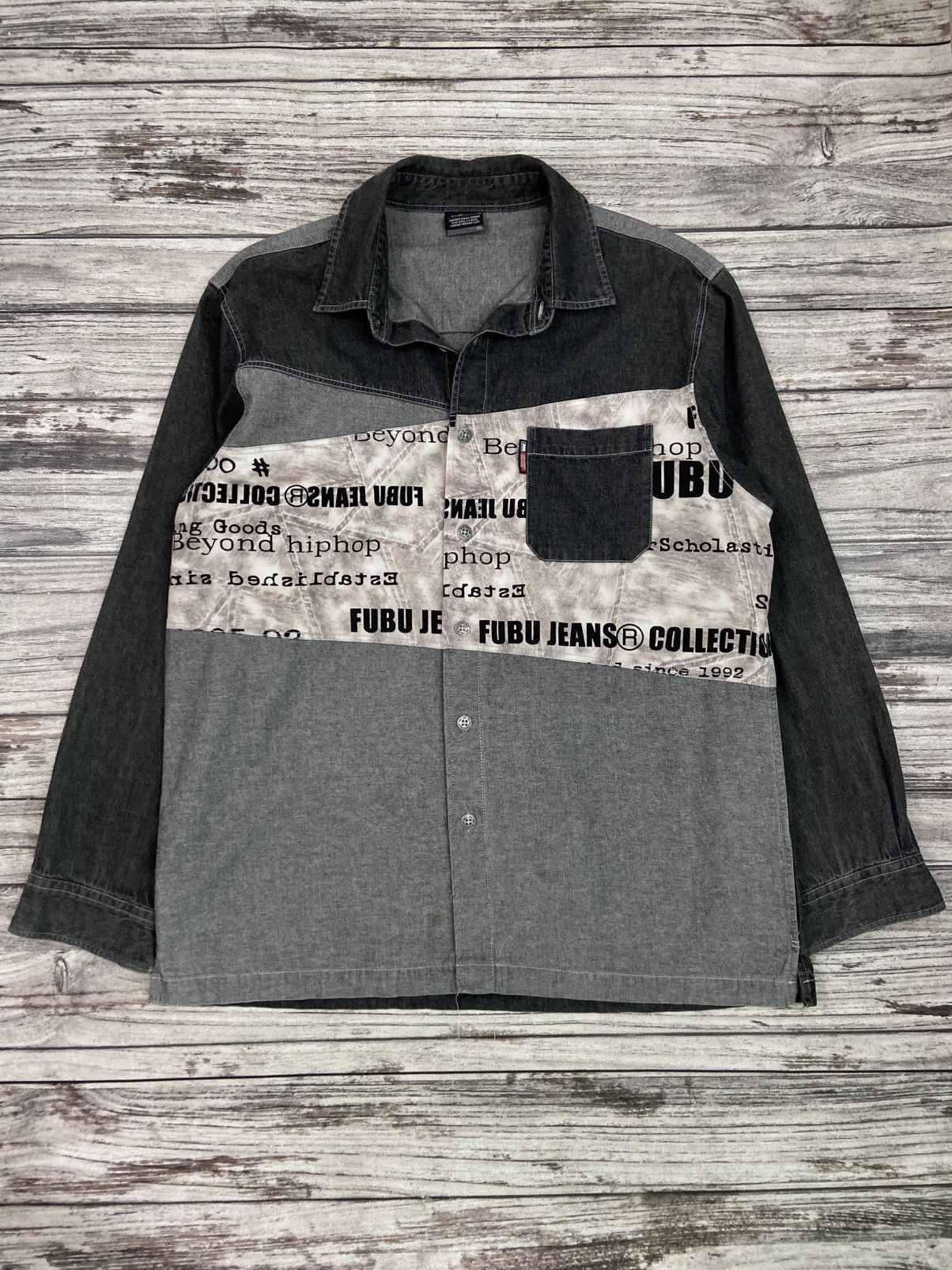 Vintage 00s Fubu Denim Hiphop Denim Shirts Button Up