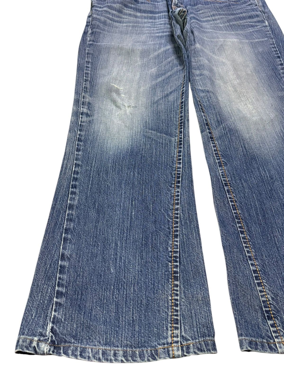 Edwin × Japanese Brand Vintage Edwin XV Mud Wash Distressed Ripped Flare Jean Size US 33 - 6 Thumbnail