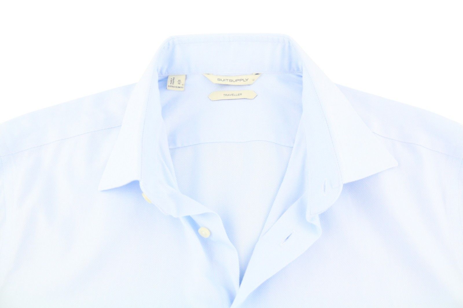Suitsupply TRAVELLER 41/16 Blue Extra Slim Button Shirt 86181 Size 42R - 4 Thumbnail