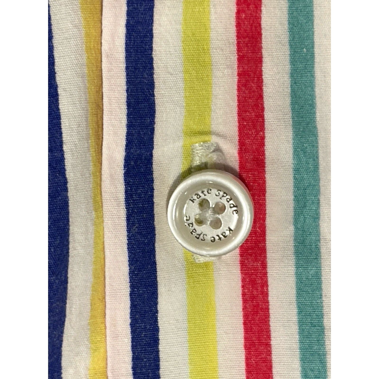 Rainbow Kate Spade Rainbow Long Sleeve Button-Down Shirt Sz 2 Womens Denim Cotton Elastane Ruffle Collared Shirt, Basic, Regular Size Type Size XS / US 0-2 / IT 36-38 - 3 Thumbnail
