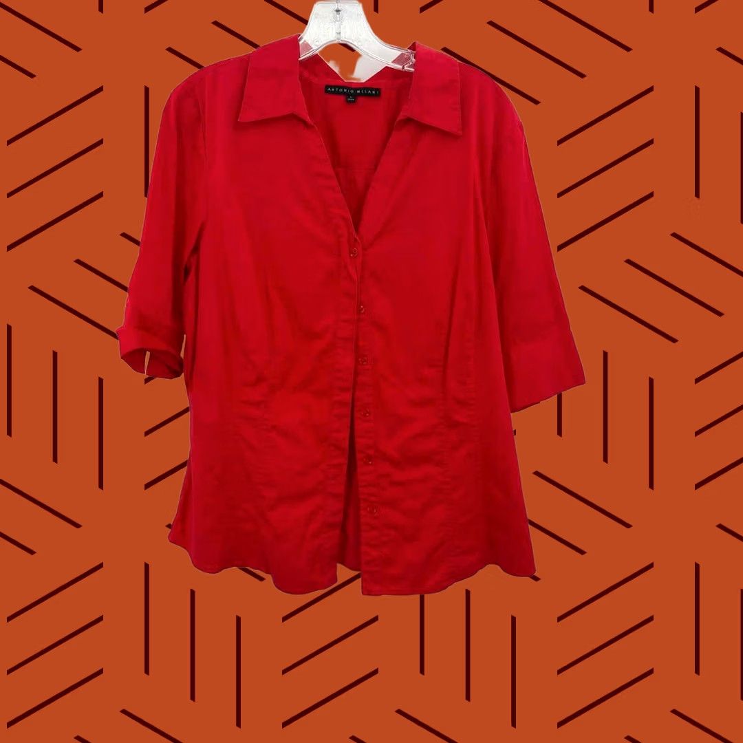 Vintage Antonio Melani Red Blouse Size Large Size L / US 10 / IT 46 - 1 Thumbnail
