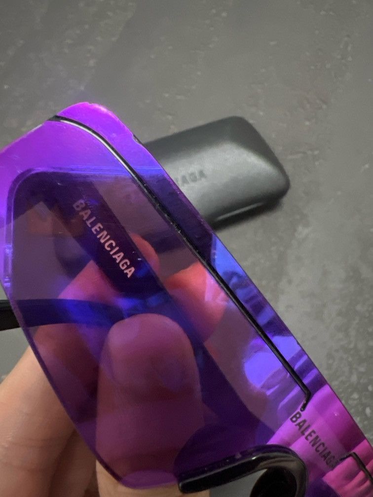 Balenciaga Balenciaga Ski rectangular-frame Sunglasses black purple Size ONE SIZE - 6 Thumbnail