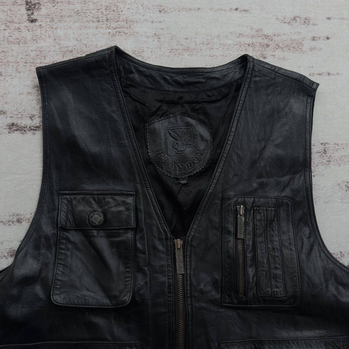 Playboy VINTAGE PLAYBOY TACTICAL LEATHER VEST JACKET BIKERS RARE 90s Size 40R - 5 Thumbnail