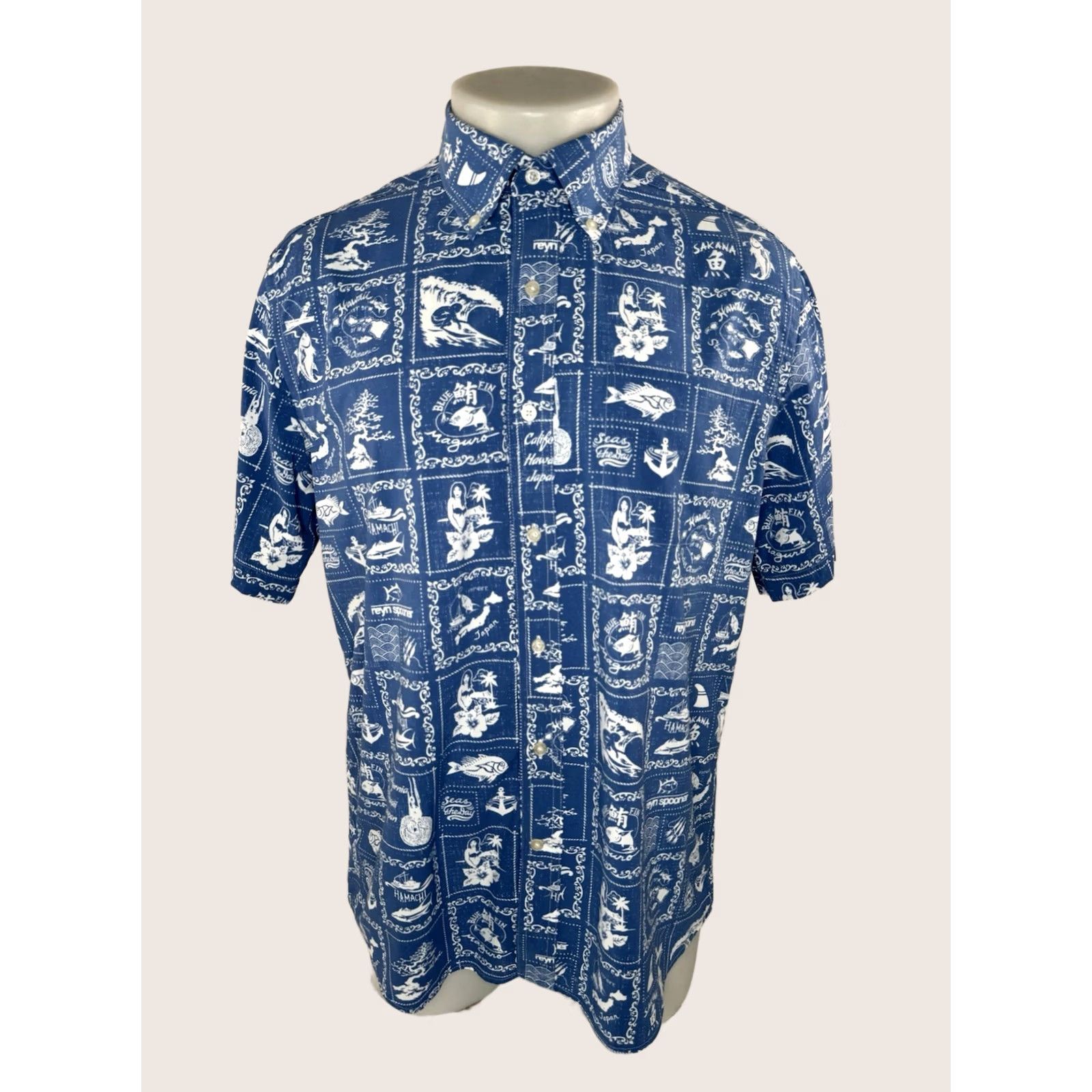 Reyn Spooner REYN SPOONER / SOUTHERN TIDE - HULA GIRL Surf Shark Fish Aloha M Shirt EXCELLENT Shirt Mens M Blue XS? Size US M / EU 48-50 / 2 - 1 Thumbnail