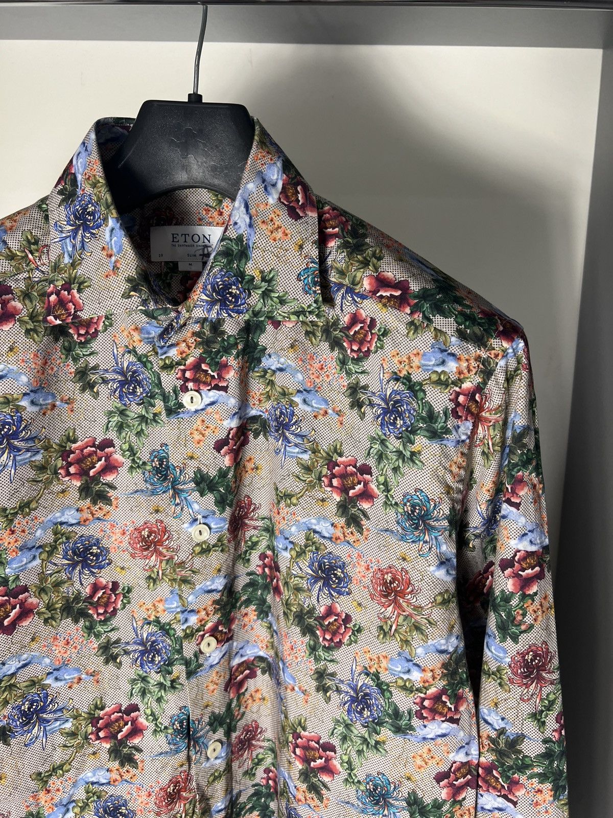 Eton × Vintage VERY RARE ETON ITALIAN DESIGNER FLOWER LONG SLEEVE SHIRT Size US M / EU 48-50 / 2 - 4 Thumbnail