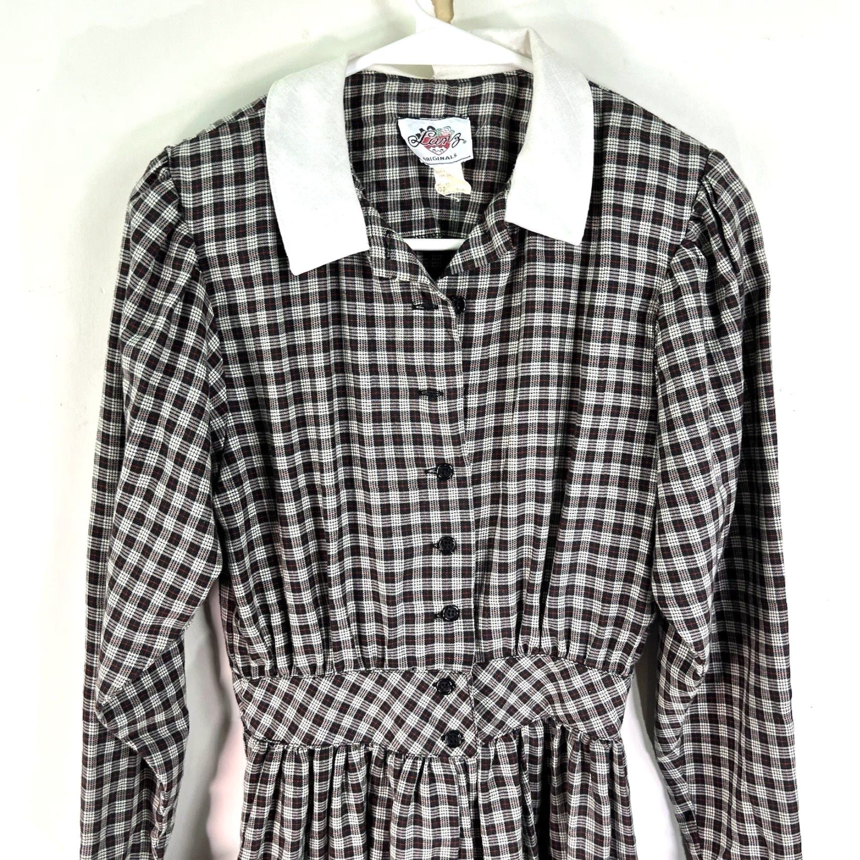 Vintage Vintage Lanz Originals 1970s Gingham Fit & Flare Dress Womens Size 6 Gray Casual National Style Size M / US 6-8 / IT 42-44 - 4 Thumbnail