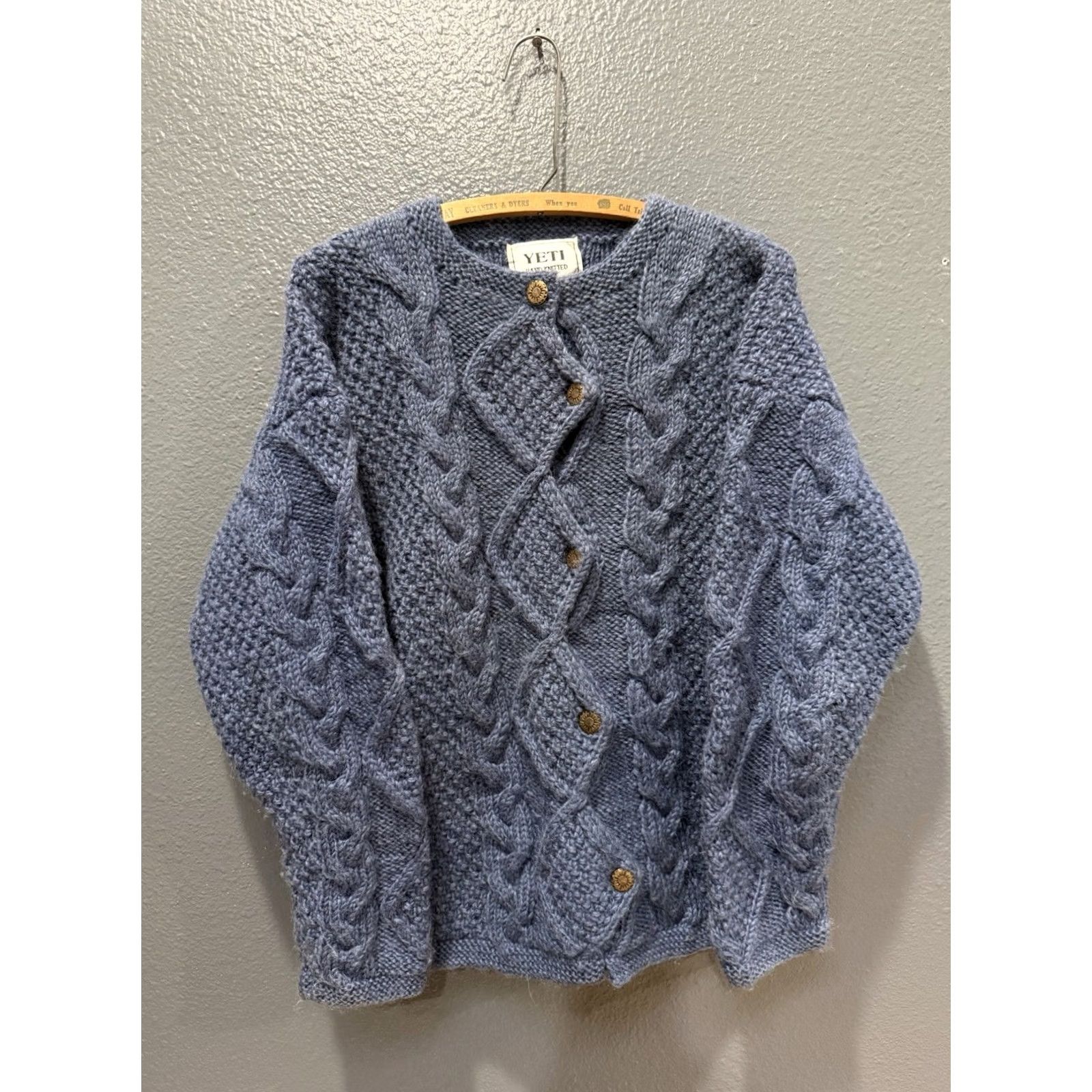 Yeti VINTAGE Yeti Cardigan Sweater Blue Wool Cable-Knit Women’s Small 80s Size S / US 4 / IT 40 - 3 Thumbnail