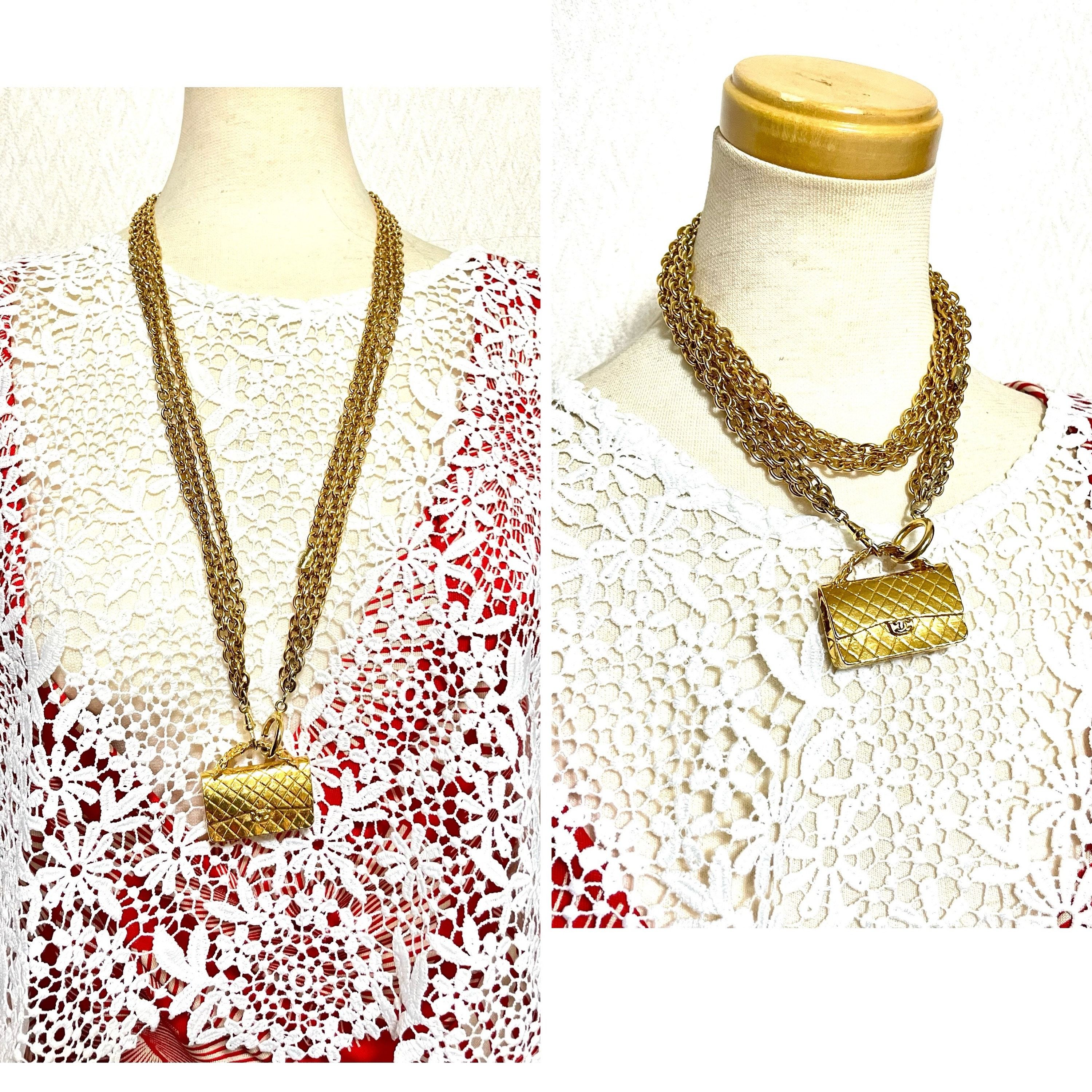 Chanel Vintage CHANEL golden triple chain necklace with bag top Size ONE SIZE - 3 Thumbnail