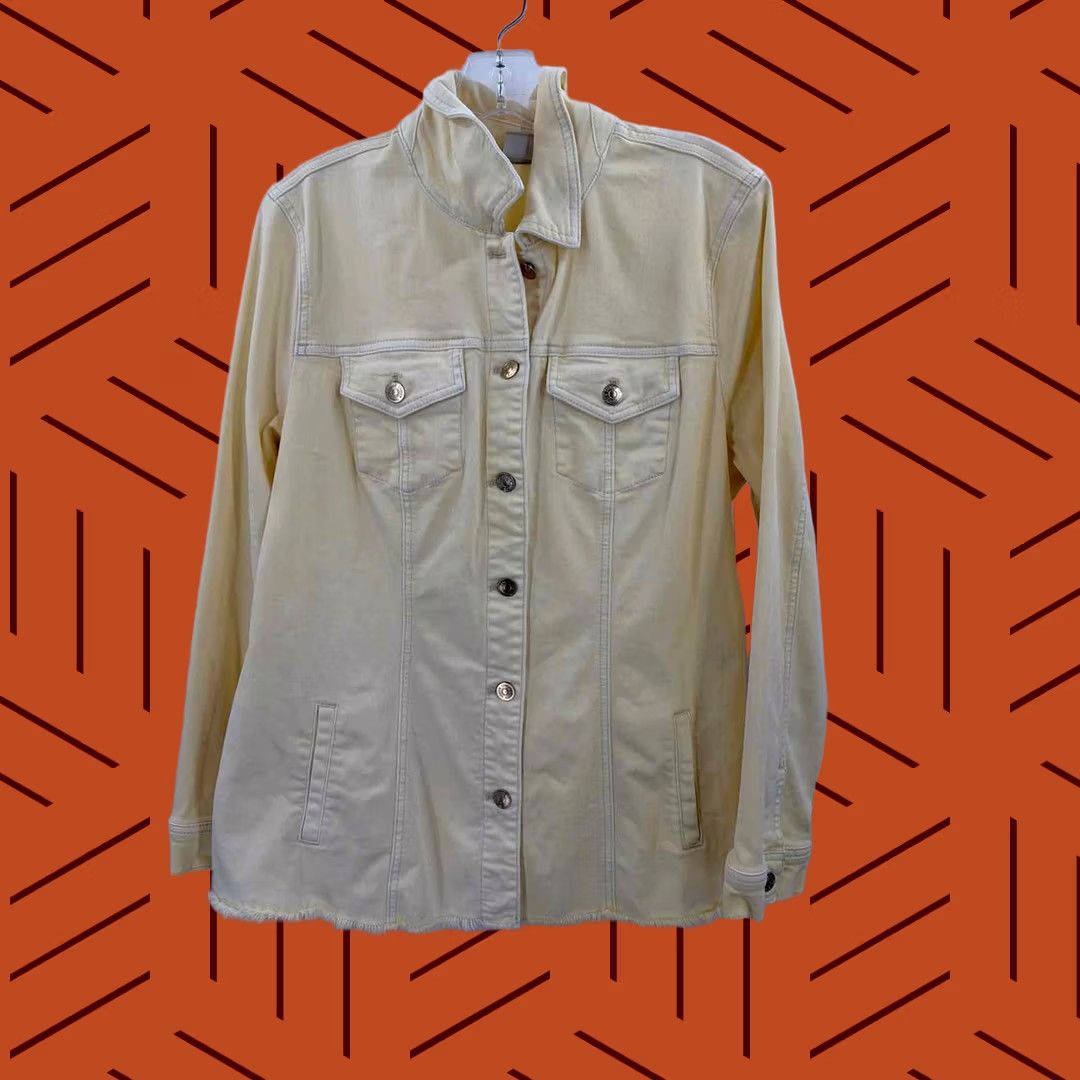 Vintage Chico's Yellow Jean Jacket Size 12/14 Plus Size 34" / US 12 / IT 48 - 1 Thumbnail