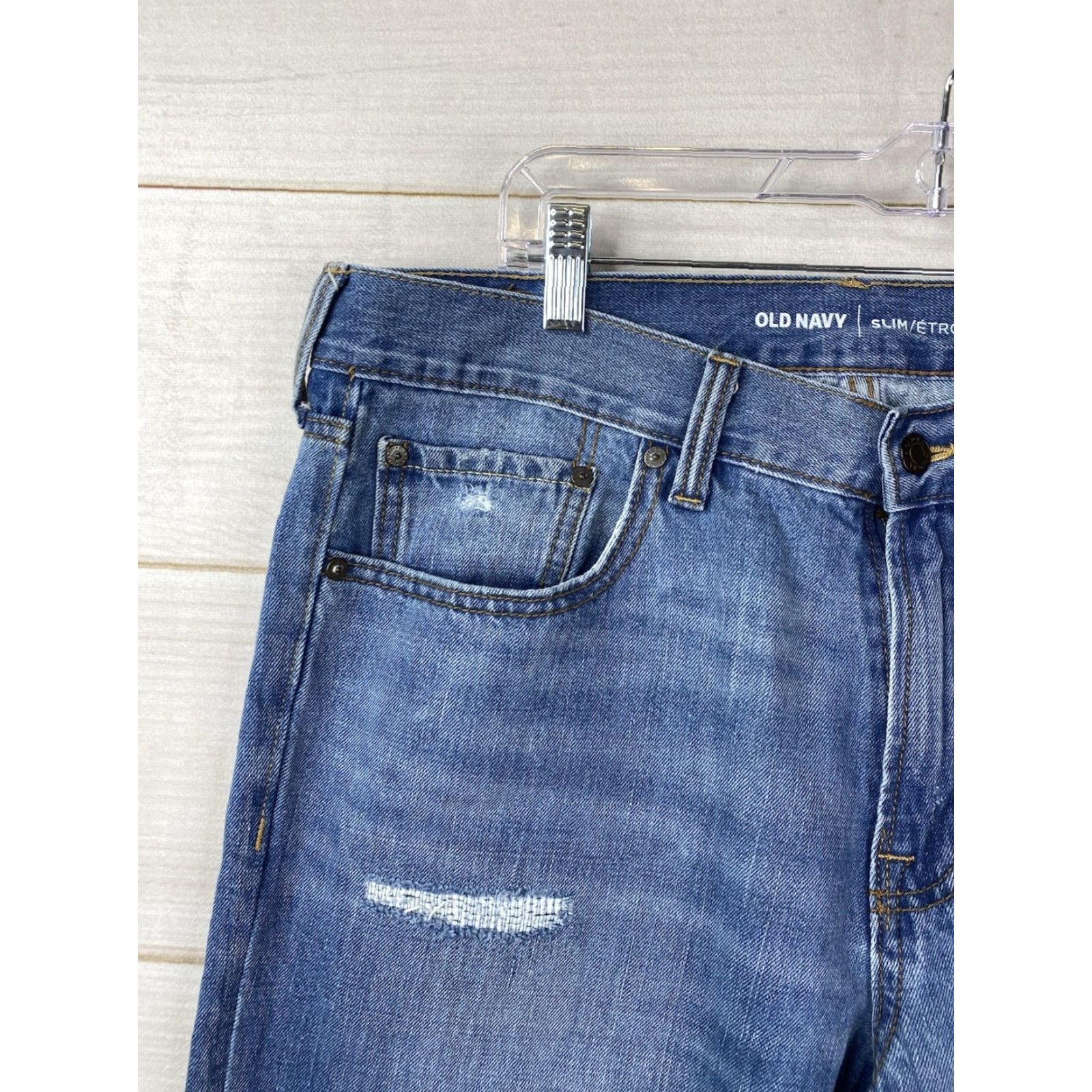 Old Navy Old Navy Jeans Men 36 x 30 Slim Tapered Leg Distressed Blue Med Wash Denim Jeans Mens 36x30 Slim Distressed Blue Denim Old Navy Jeans Size US 35 - 2 Thumbnail