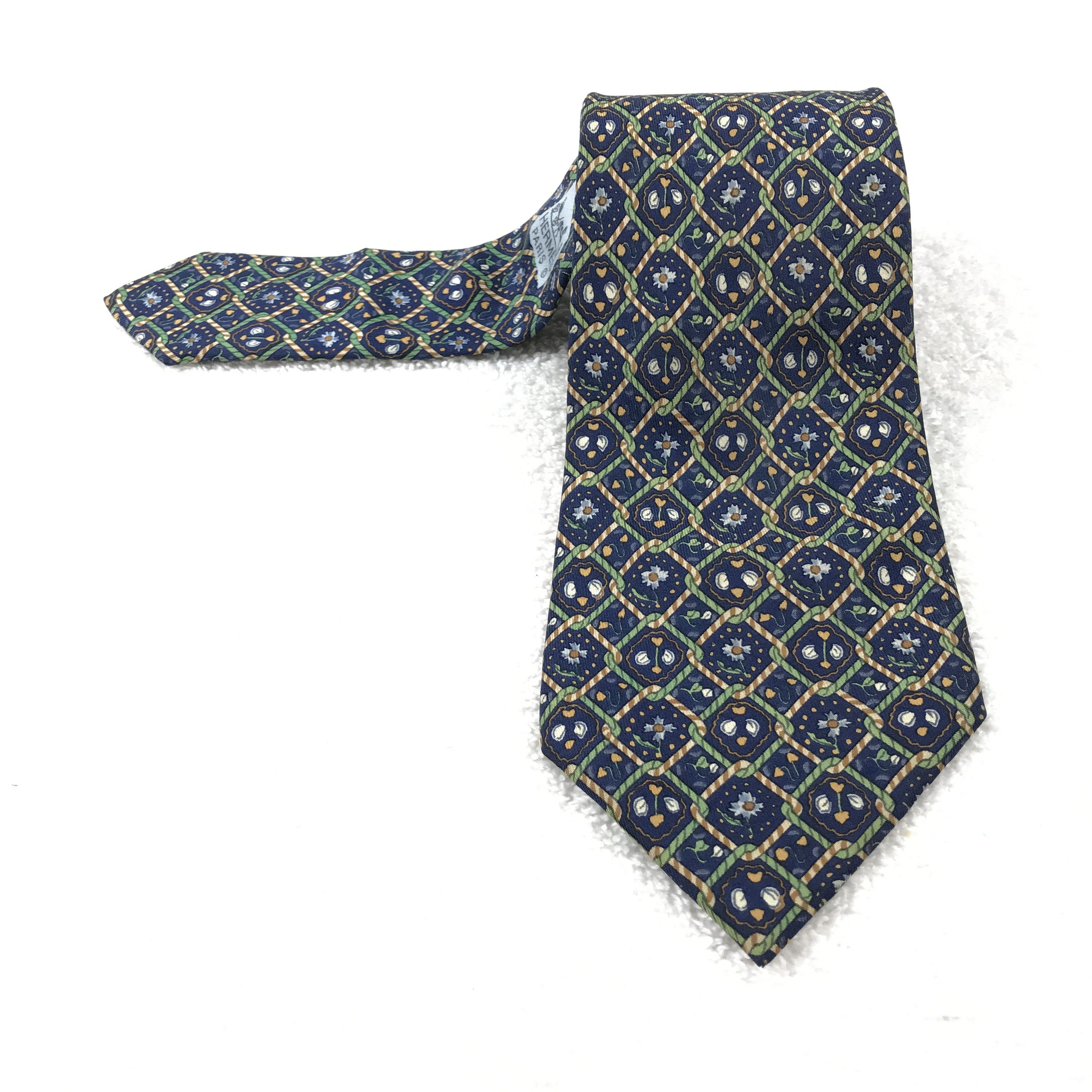 Designer × Hermes Vintage Hermes Silk Necktie Size ONE SIZE - 1 Thumbnail