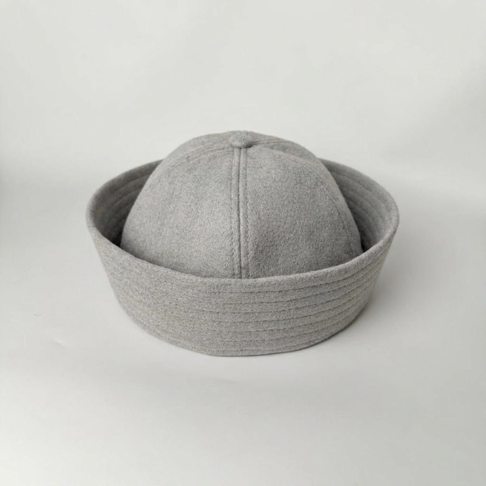 Japanese Brand Light Grey Wool Eyelet Beret Sailor Hat Y2K French Girl Size ONE SIZE - 4 Thumbnail