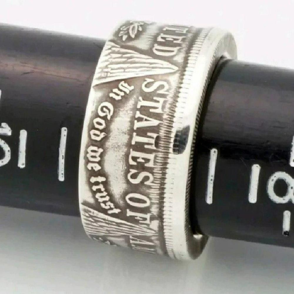 Designer 1921 Morgan Silver Dollar 'Heads' Coin Silver Retro Ring Size ONE SIZE - 6 Thumbnail