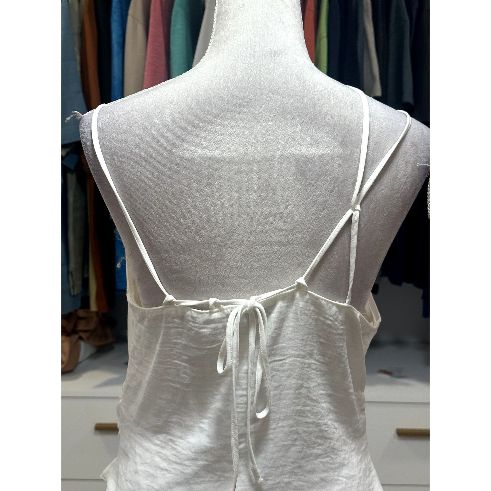 Topshop Topshop Women's White Cami Tank Strappy Top 10 NWT Size L / US 10 / IT 46 - 5 Thumbnail