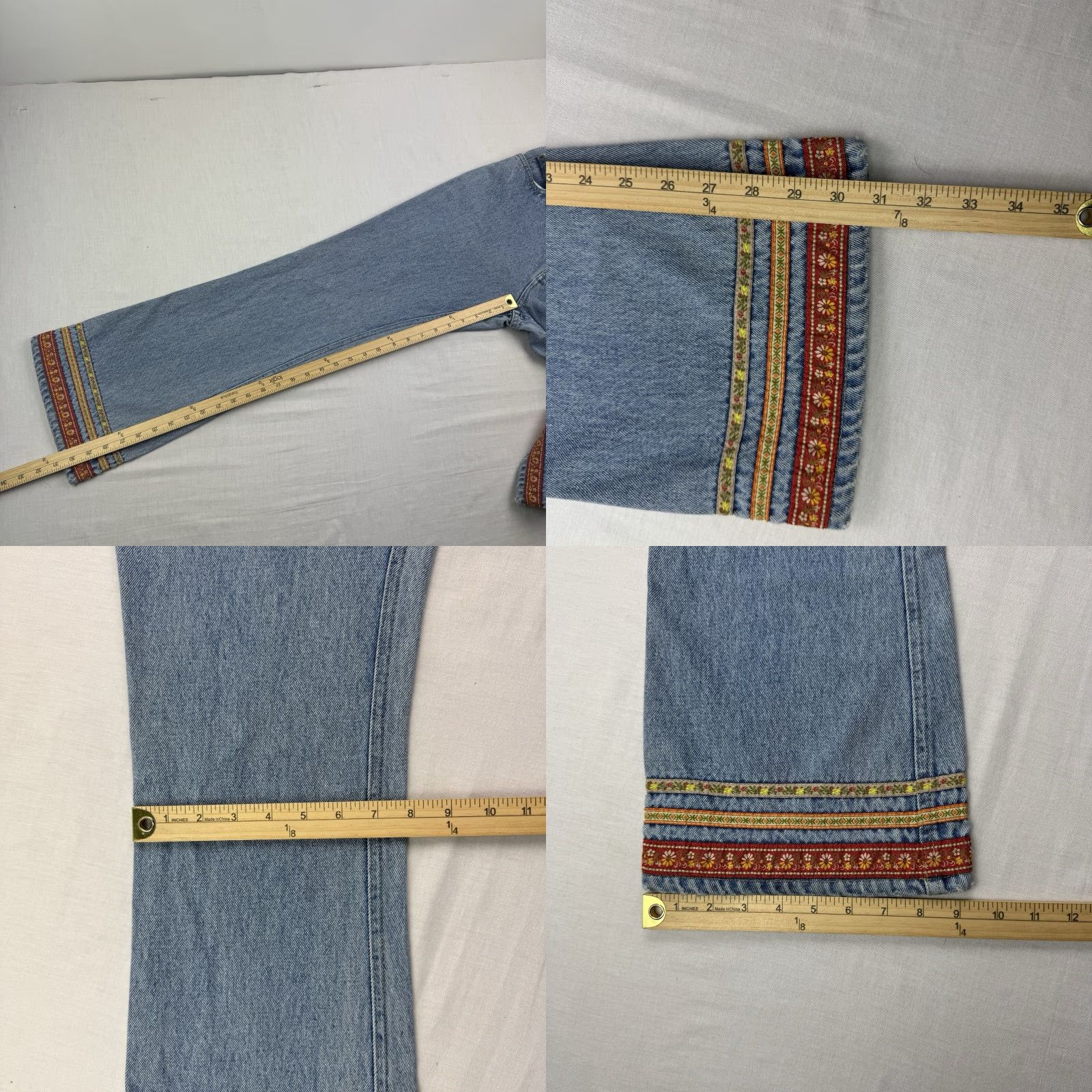 Vintage VINTAGE No Boundaries Jeans Bootcut Womens 5 Blue Floral Embroidered 90s Bohemian Flower Hippie Y2K Girls/Mens? Size 27" / US 4 / IT 40 - 9 Thumbnail