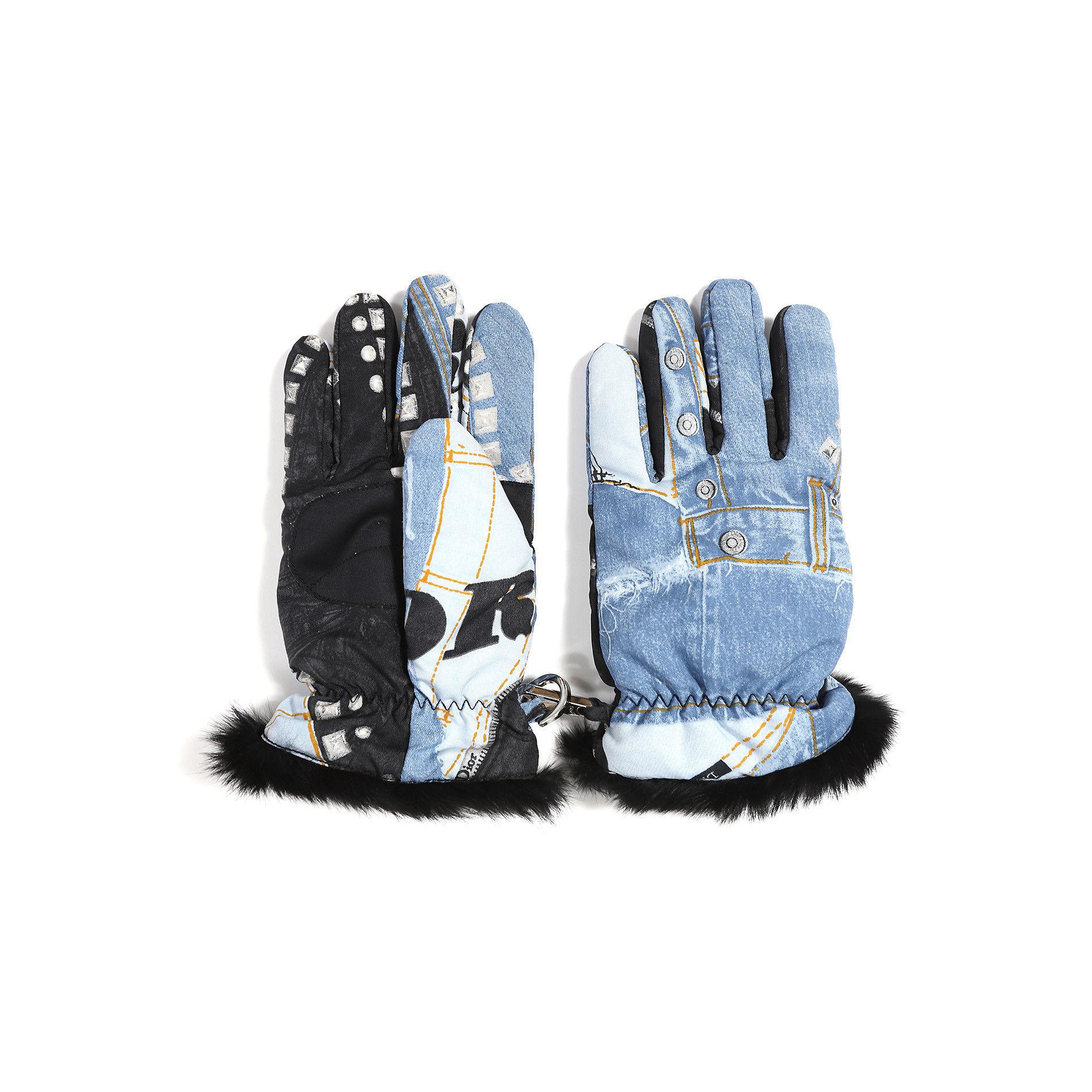 image of Dior Fur Gloves From John Galliano's Fall/winter 2004 Collection in Blue, Women's