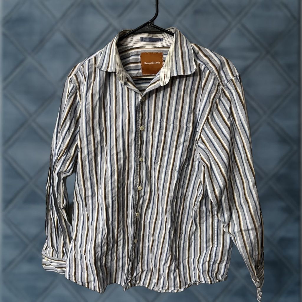 Tommy Bahama Tommy Bahama Shirt Adult L Blue Striped Button-Up Long Sleeve Casual Mens Size US L / EU 52-54 / 3 - 1 Thumbnail