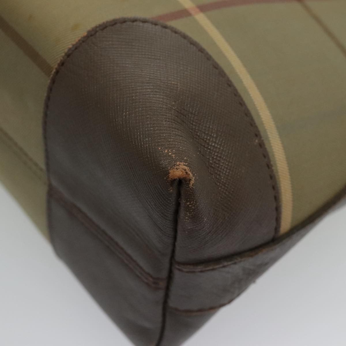 Burberry Nova Check Hand Bag Canvas Leather Brown Gold