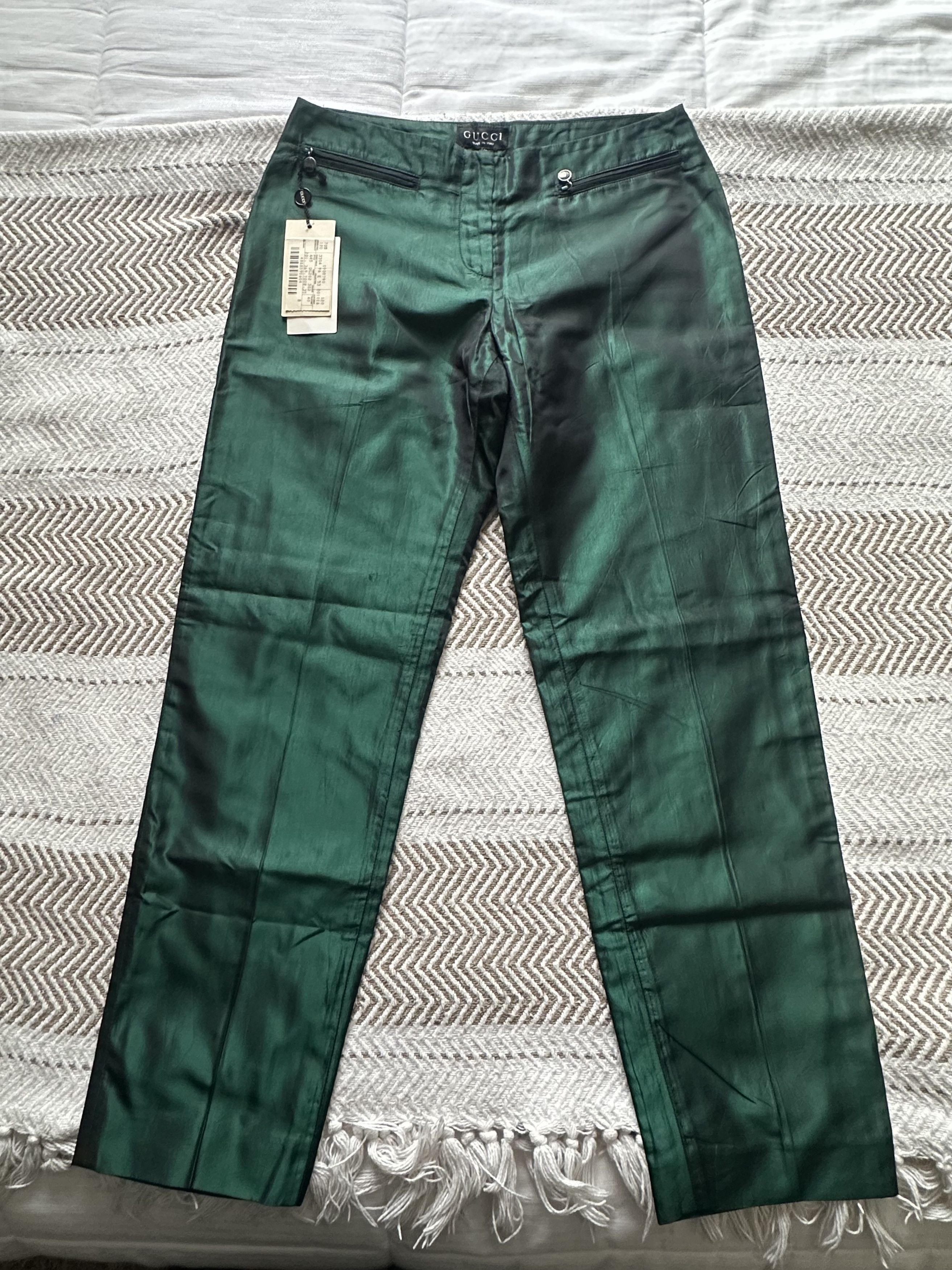 Gucci Gucci Green Silk Pants Size 24" / US 00 / IT 34 - 1 Thumbnail