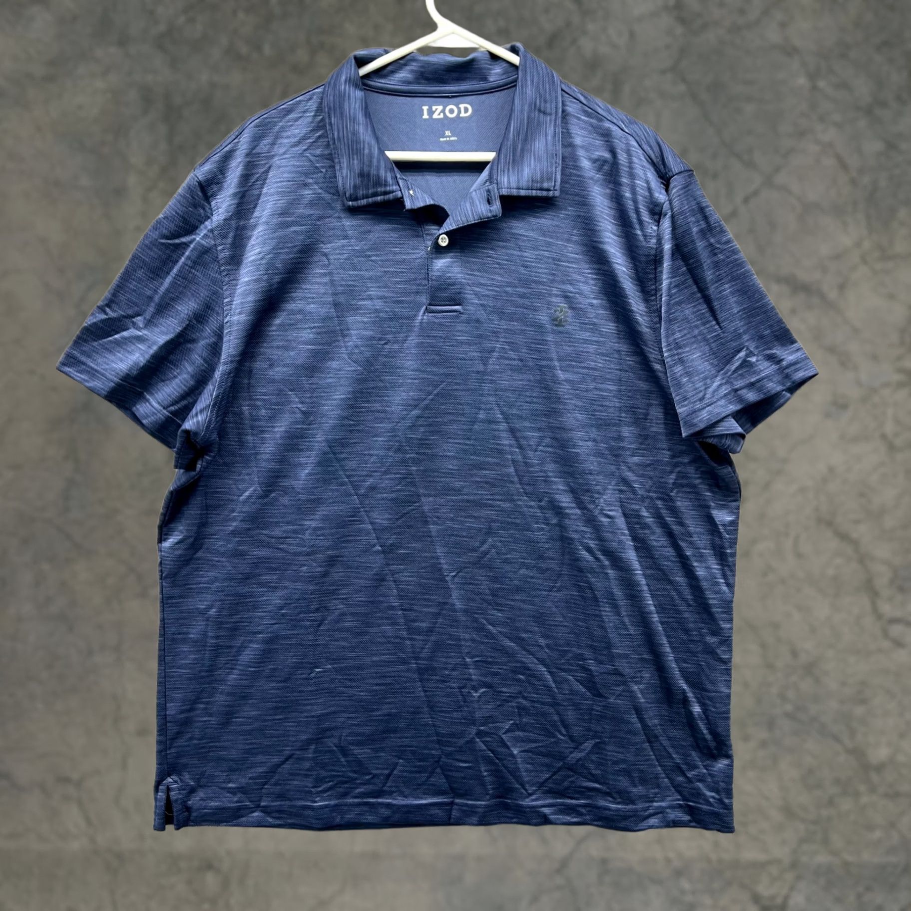 Izod Izod Polo Shirt Mens XL Blue Navy Heather Short Sleeve Collared Logo All Seasons Stretch Golf Casual Regular Size US XL / EU 56 / 4 - 1 Thumbnail
