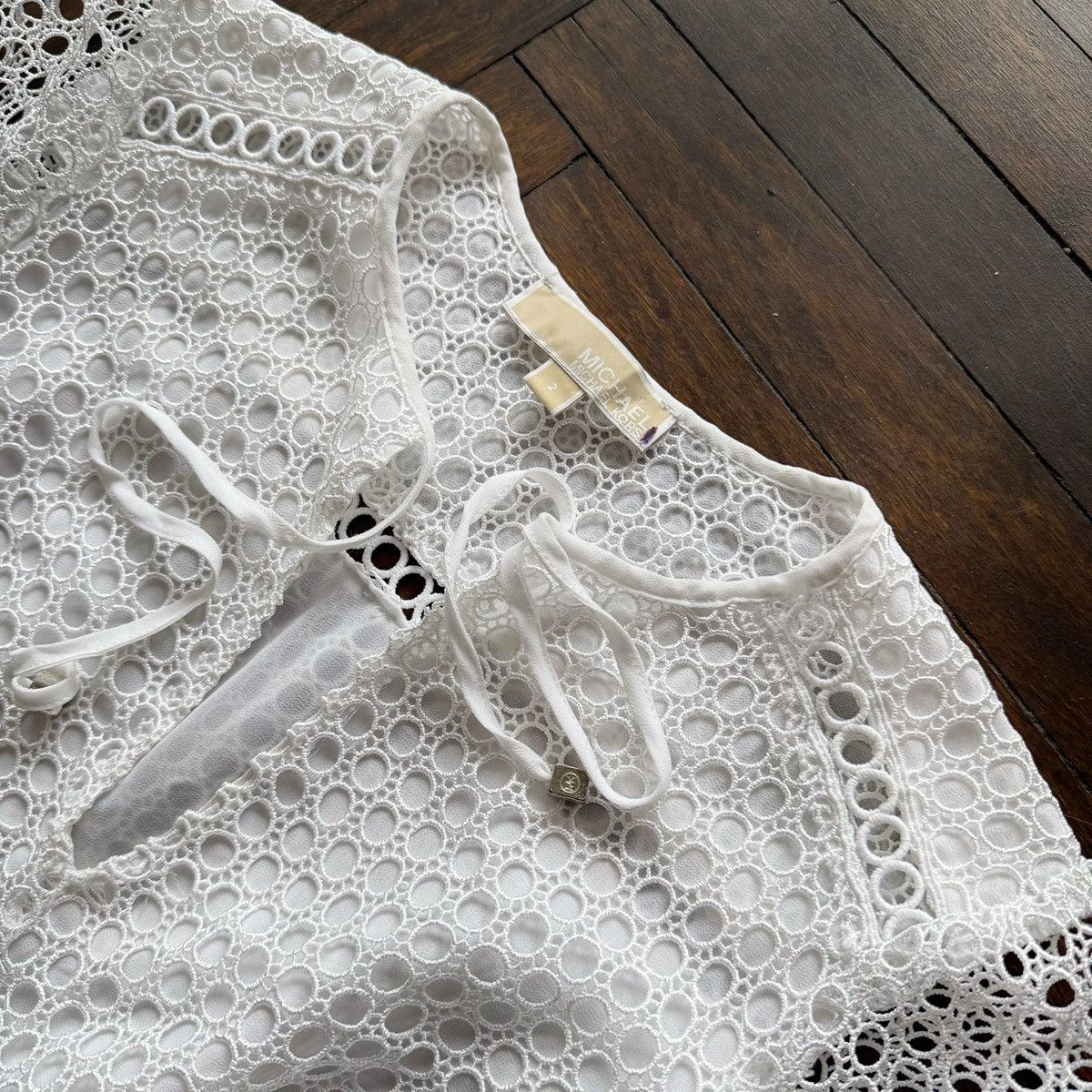 Michael Kors Michael Kors Womens White Lace Dress Grommet Detail Size S / US 4 / IT 40 - 9 Thumbnail