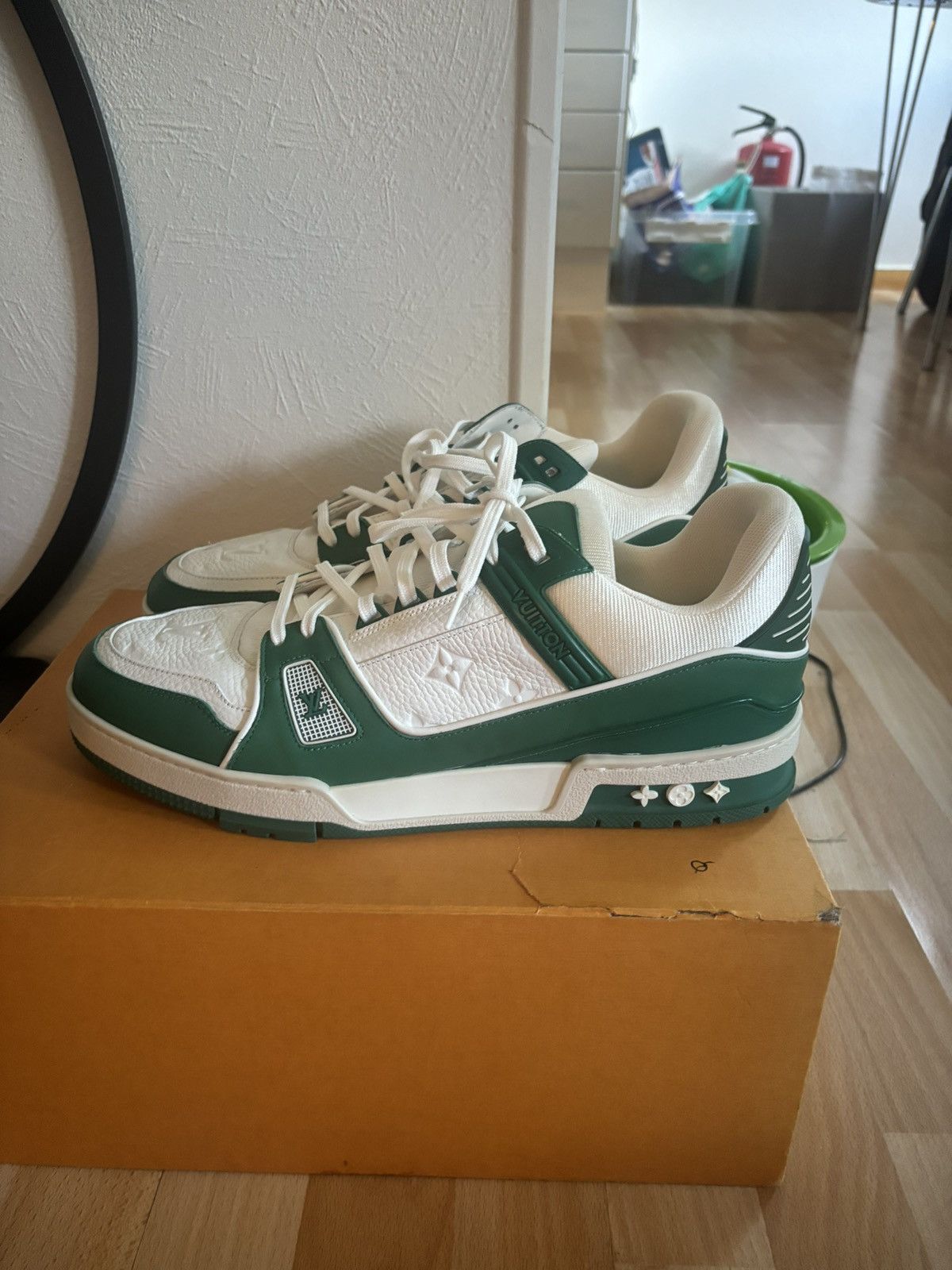 Louis Vuitton Louis Vuitton Trainer Green Monogram Denim White Size US 10 / EU 43 - 1 Thumbnail