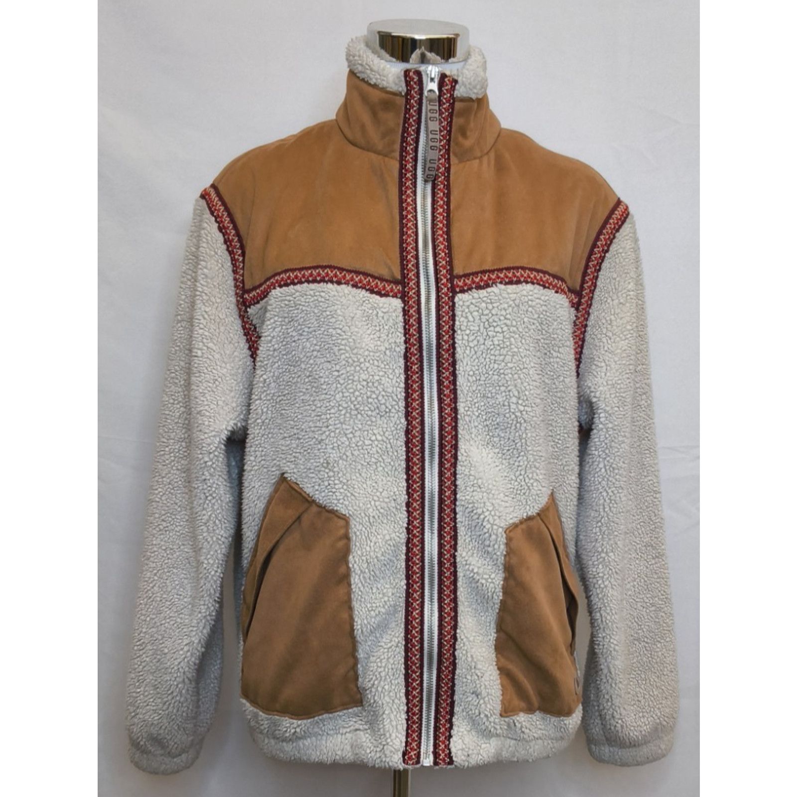 Ugg Ugg Tasman Fleece Jacket Women's M White/Brown Sherpa Zip Size M / US 6-8 / IT 42-44 - 2 Thumbnail