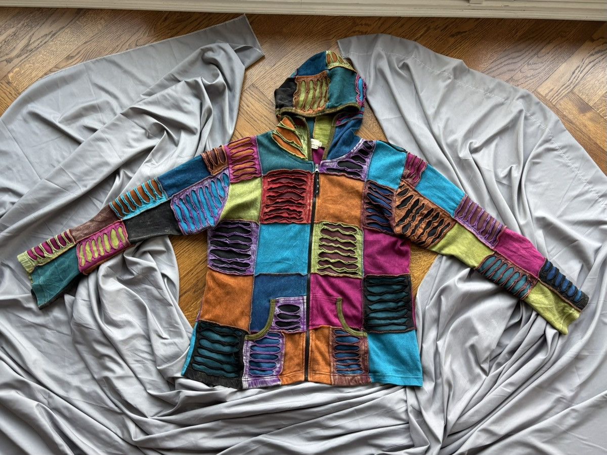 Japanese Brand × Vintage 2000s Vintage Patchwork Hoodie Zipup Ark Imports Nepal Hippi Size US S / EU 44-46 / 1 - 10 Thumbnail