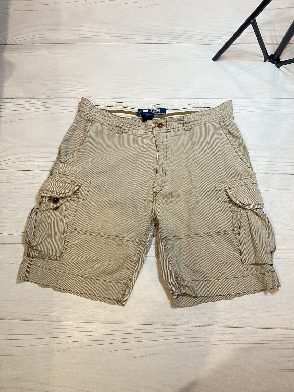 Polo Ralph Lauren Vintage Polo Ralph Lauren baggy cargo y2k striped shorts Size US 36 / EU 52 - 1 Thumbnail