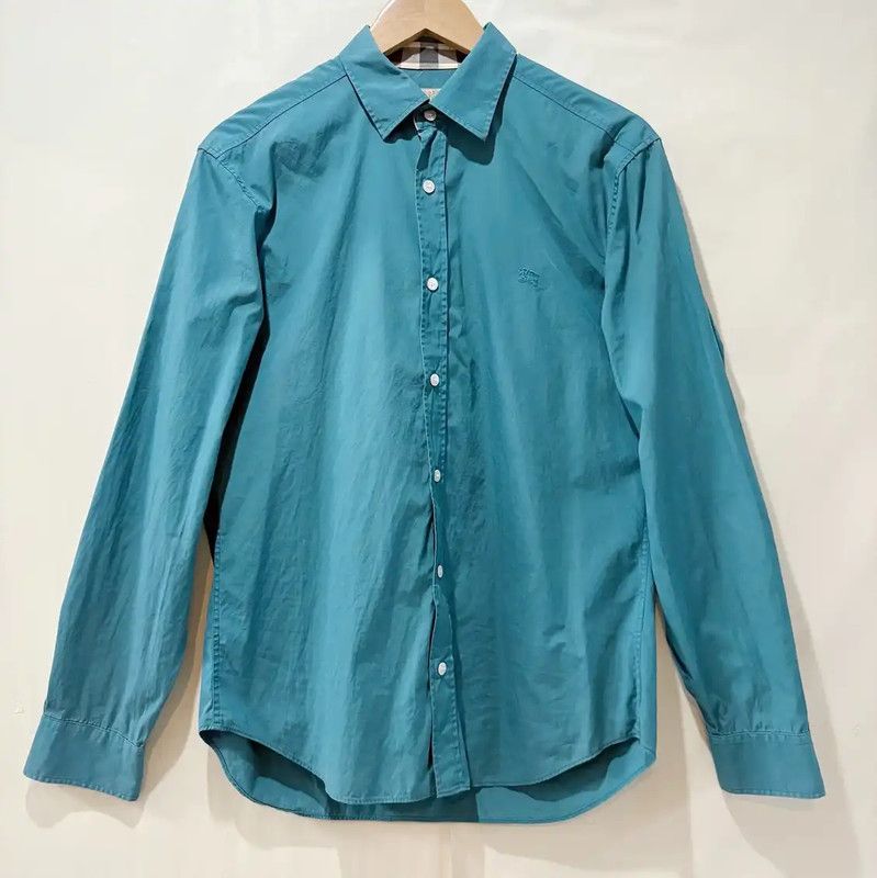 Burberry Burberry Blue Cotton Long Sleeve Shirt Size US M / EU 48-50 / 2 - 1 Thumbnail